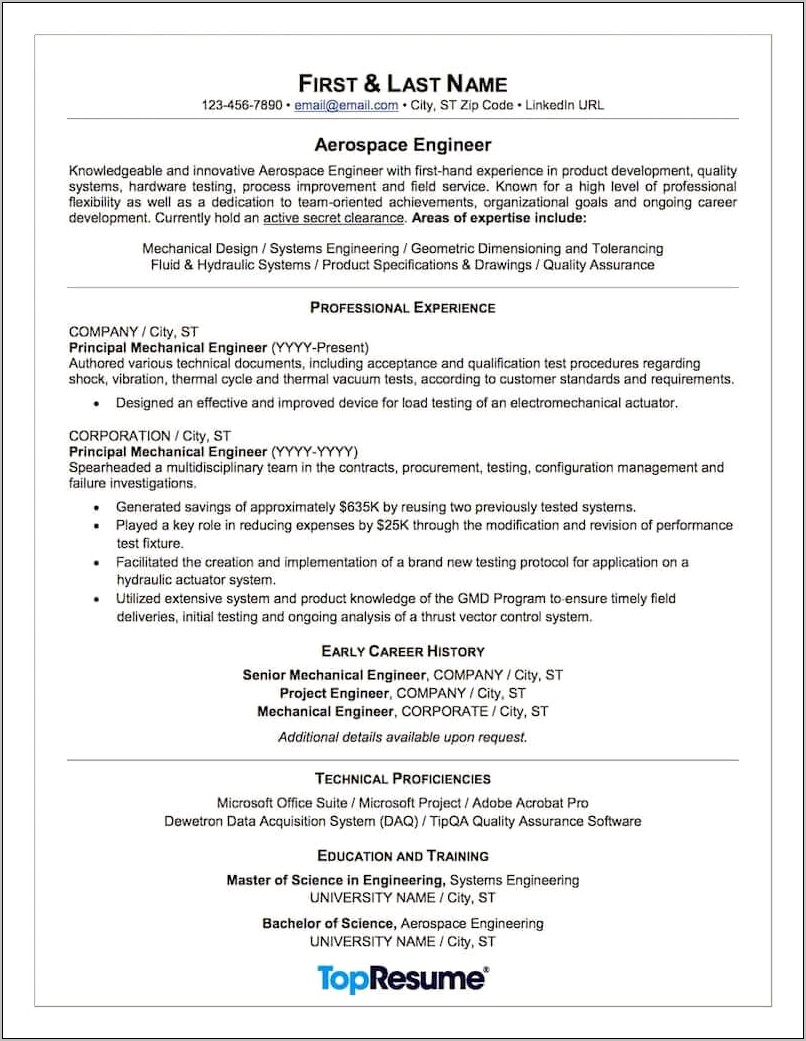 Best Resume Format For Aircraft Mechanic