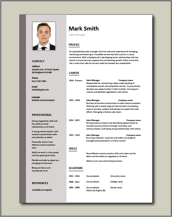 Best Resume Format For Area Sales Manager