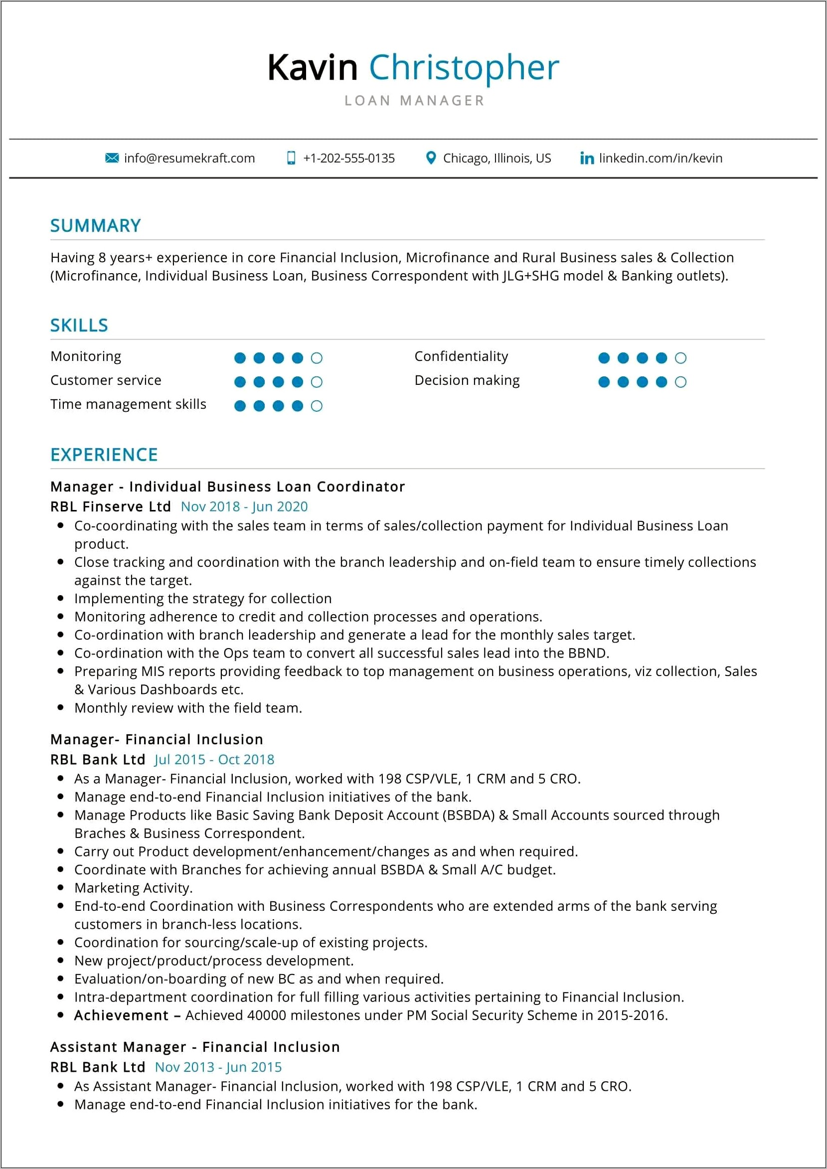 Best Resume Format For Banking Job