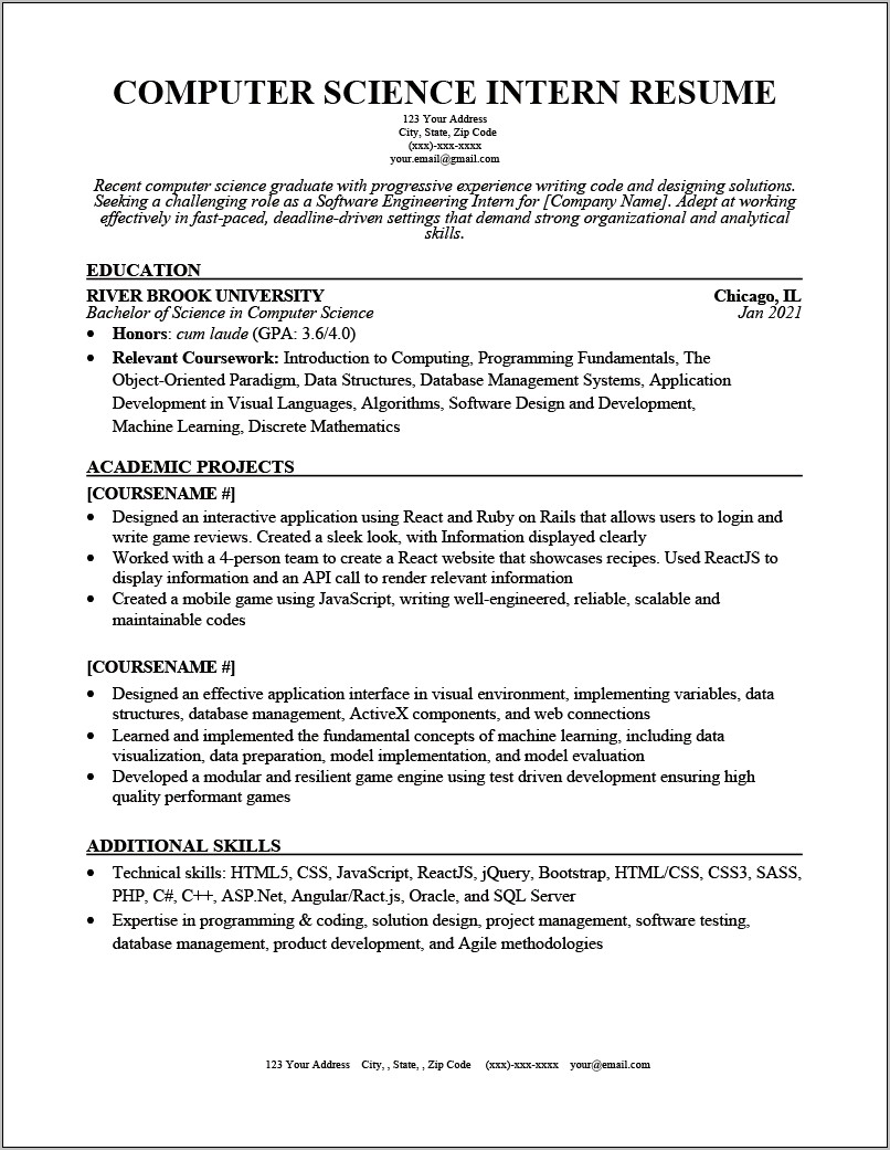 Best Resume Format For Computer Science Engineering Students