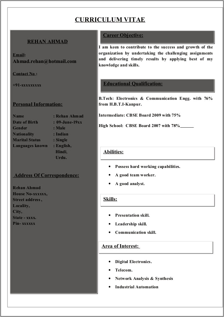 Best Resume Format For Electronics Engineers