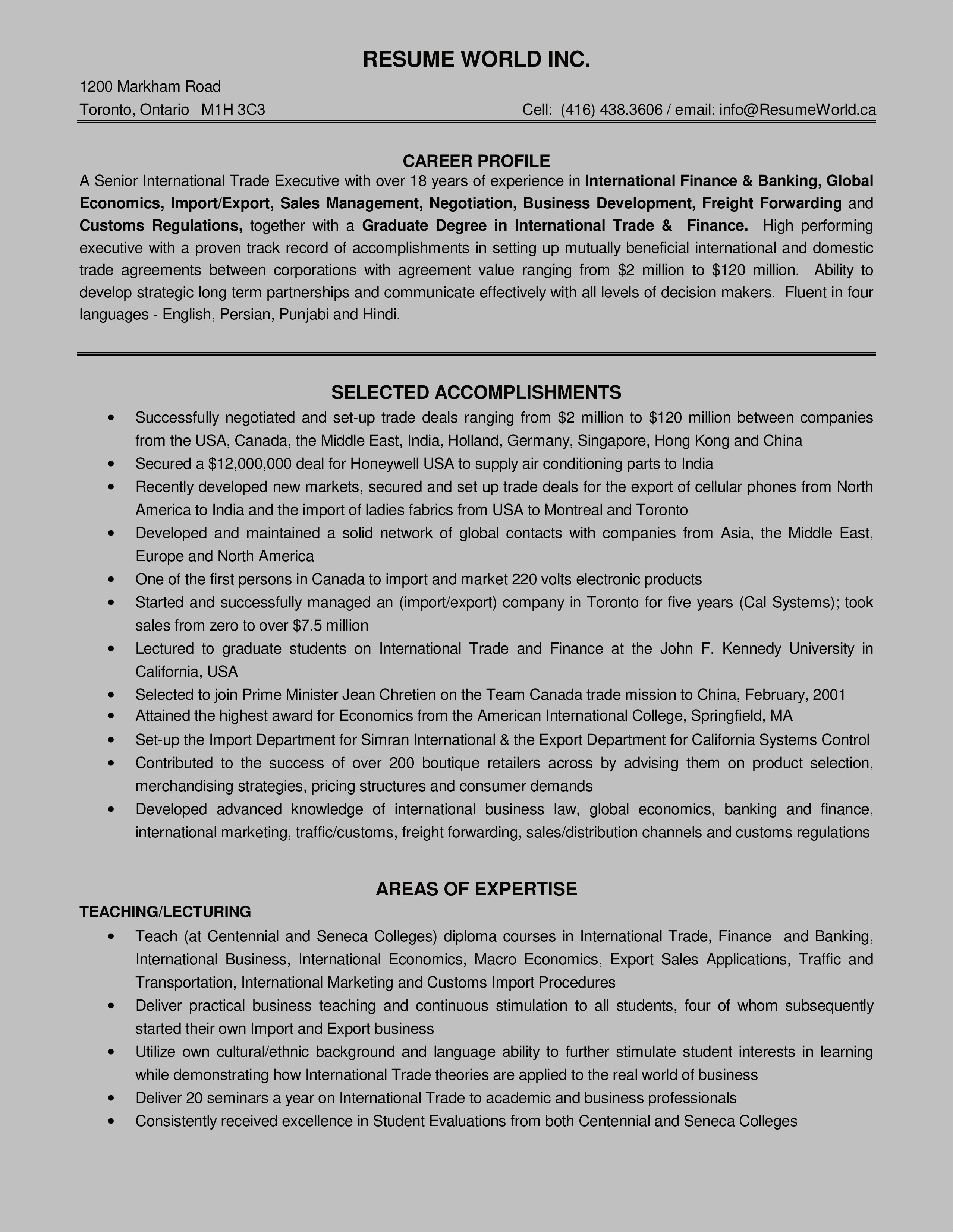 Best Resume Format For Experienced Banker