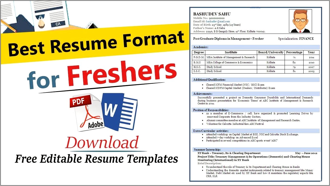 Best Resume Format For Freshers Pdf