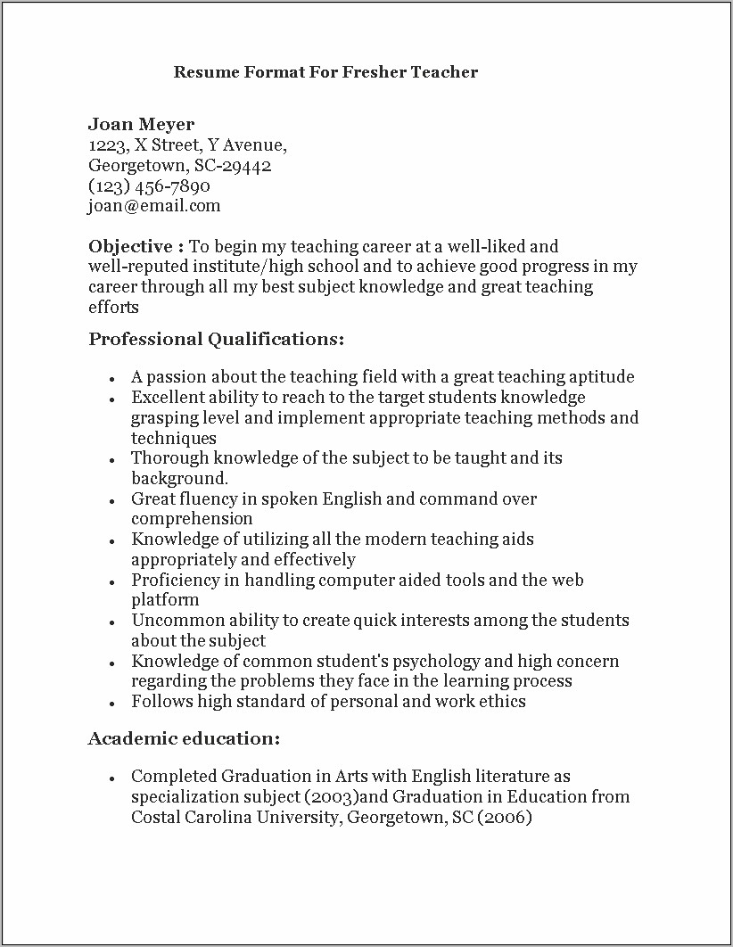Best Resume Format For Higher Education