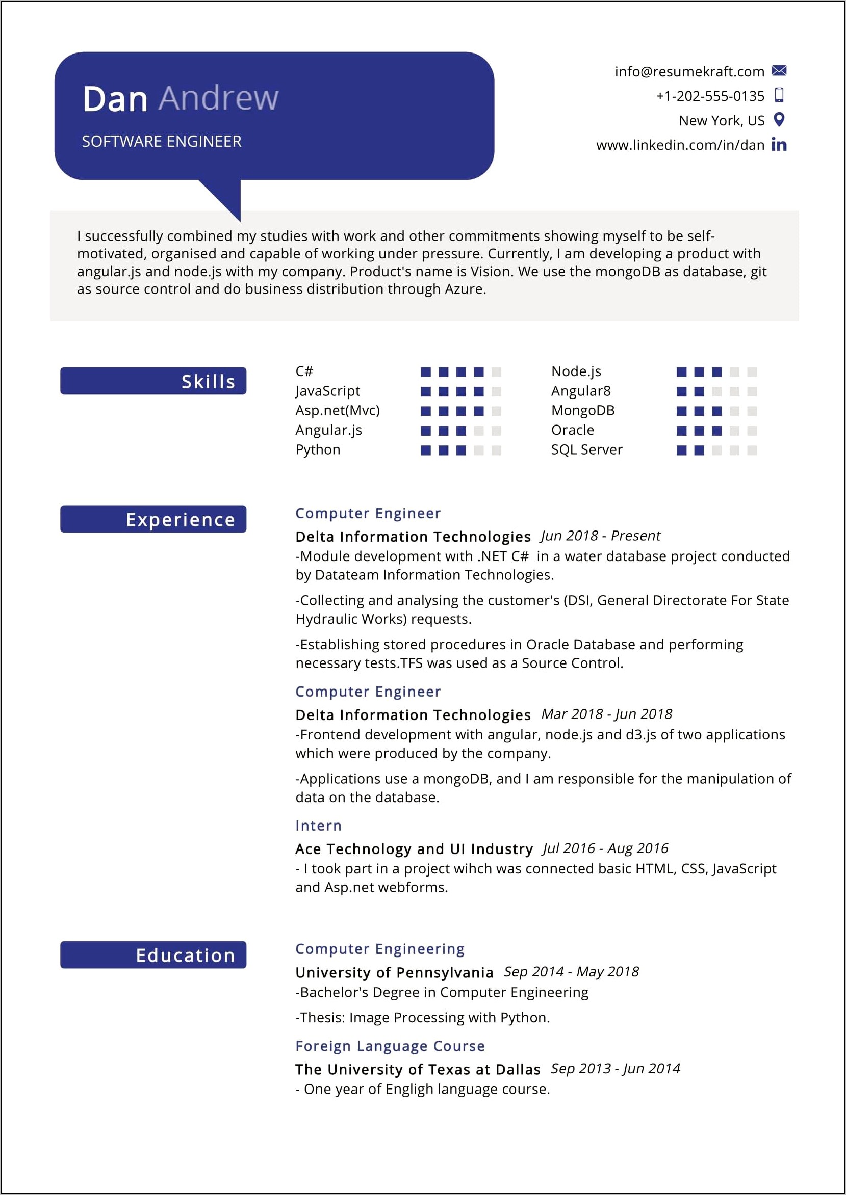 Best Resume Format For It Engineers