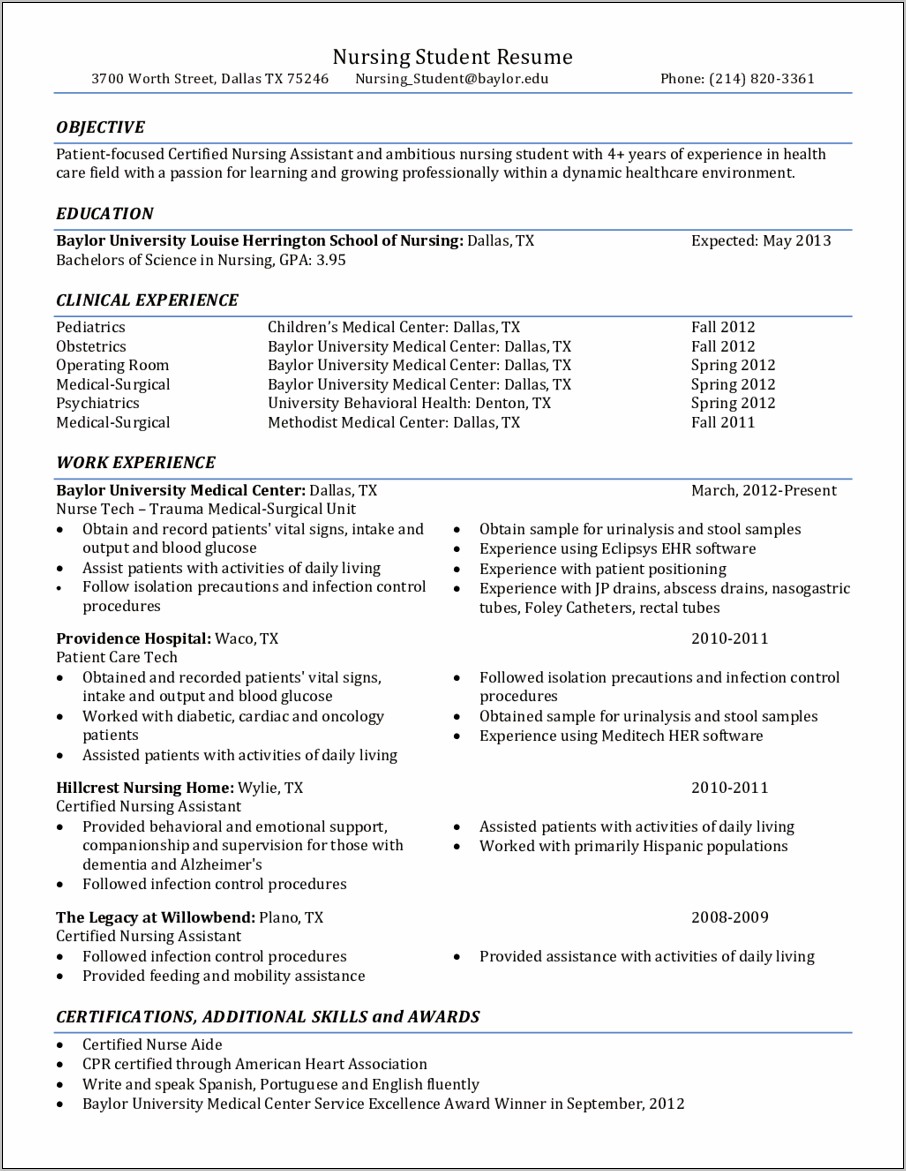 Best Resume Format For Nurse Manager