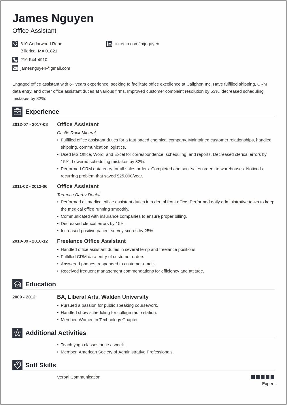 Best Resume Format For Office Assistant