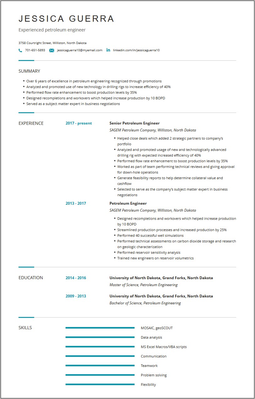 Best Resume Format For Oil And Gas Industry