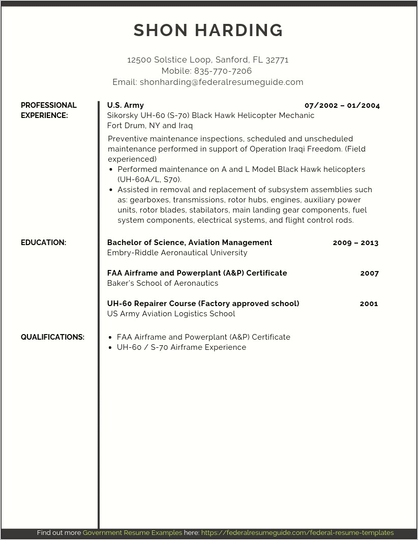 Best Resume Format For Retired Military Civil Servant