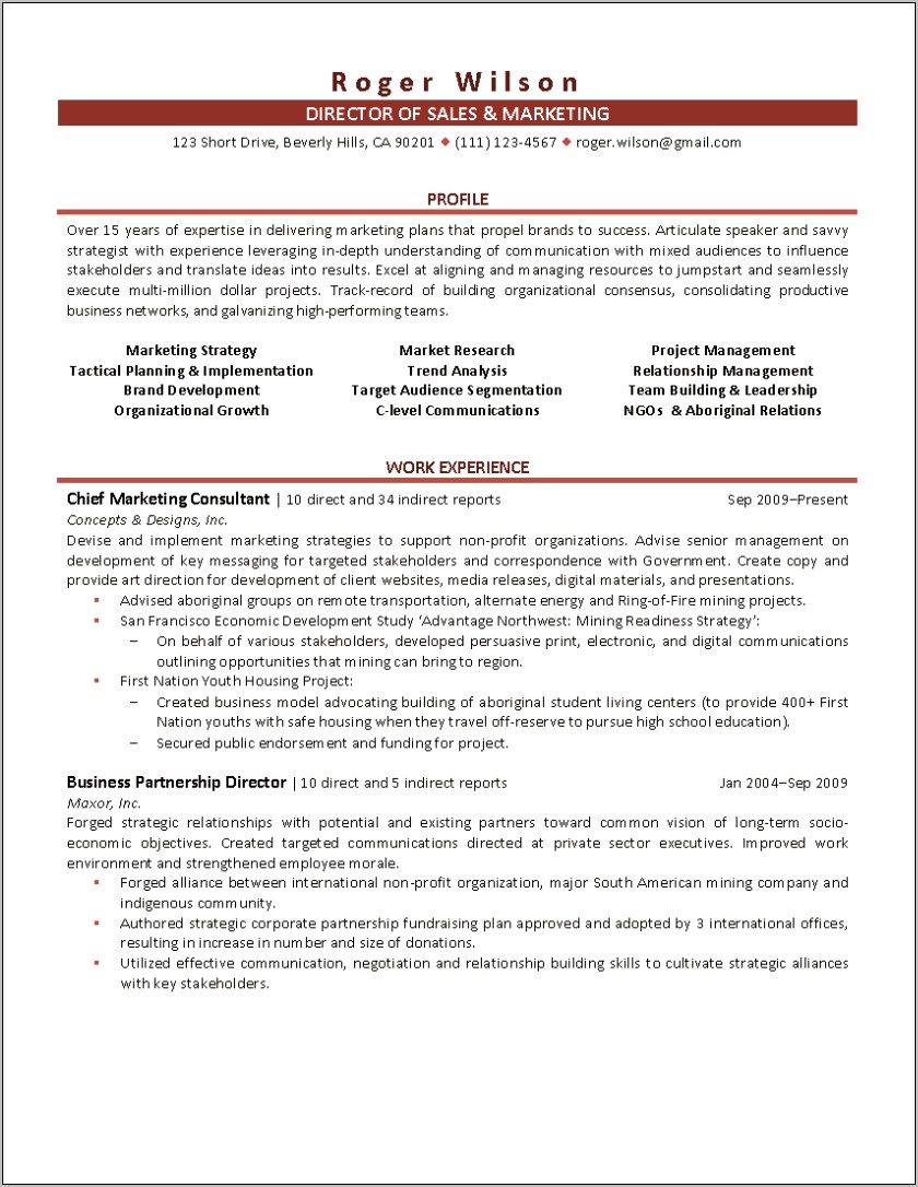 Best Resume Format For Sales And Marketing