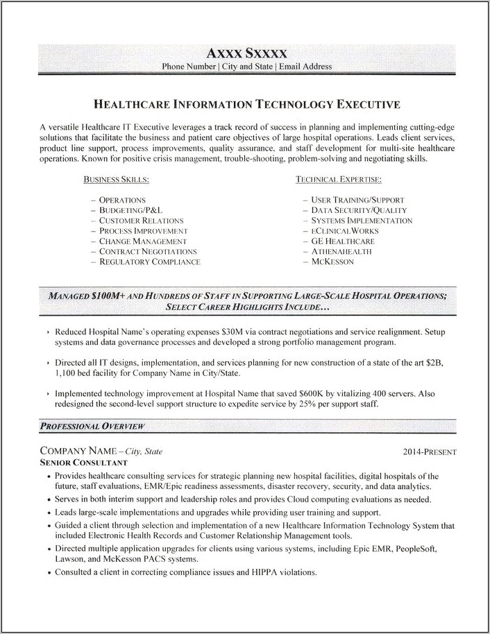 Best Resume Formats For Healthcare Information Systems Director