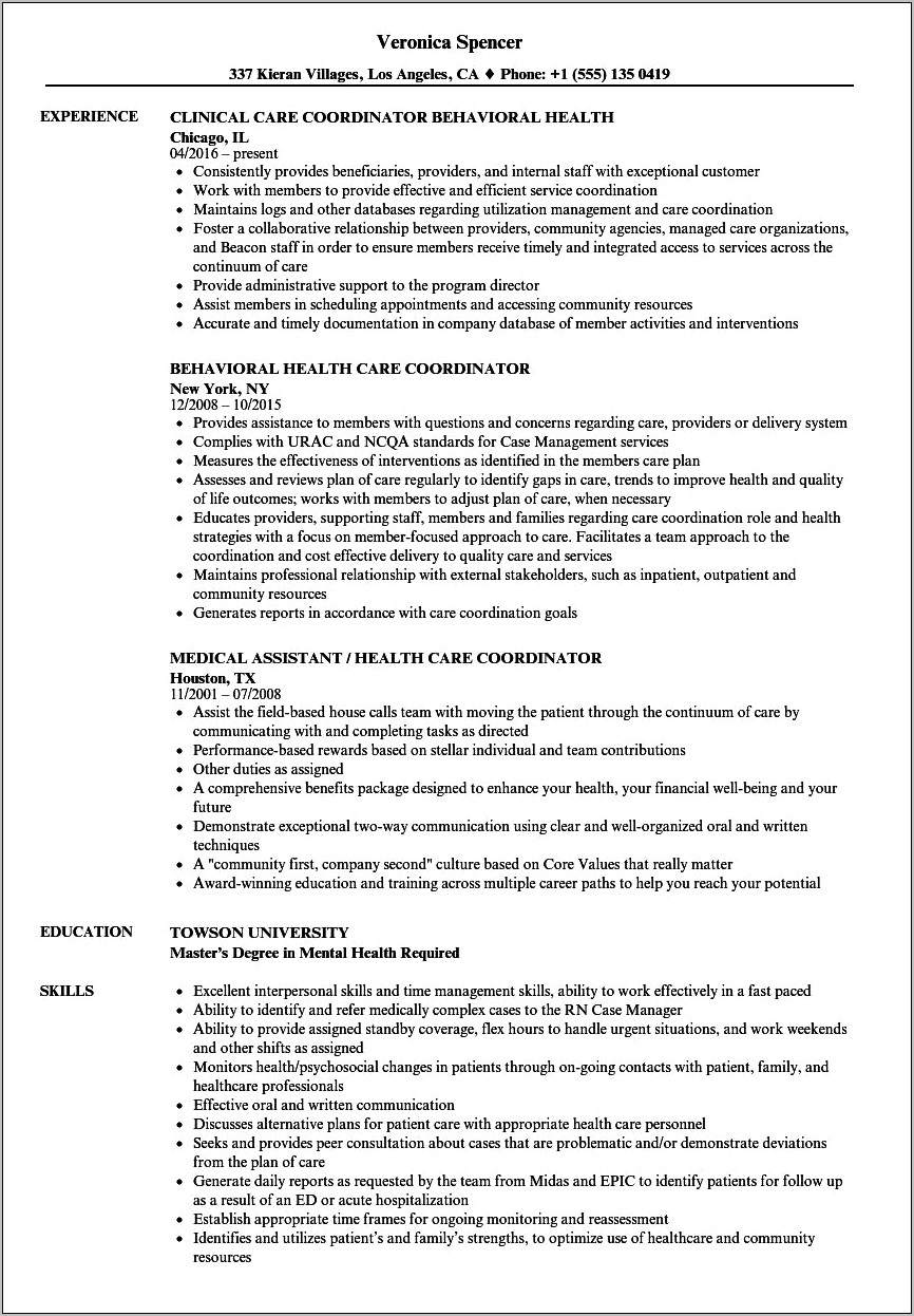 Best Resume Objectives For Heath Unit Coordinator
