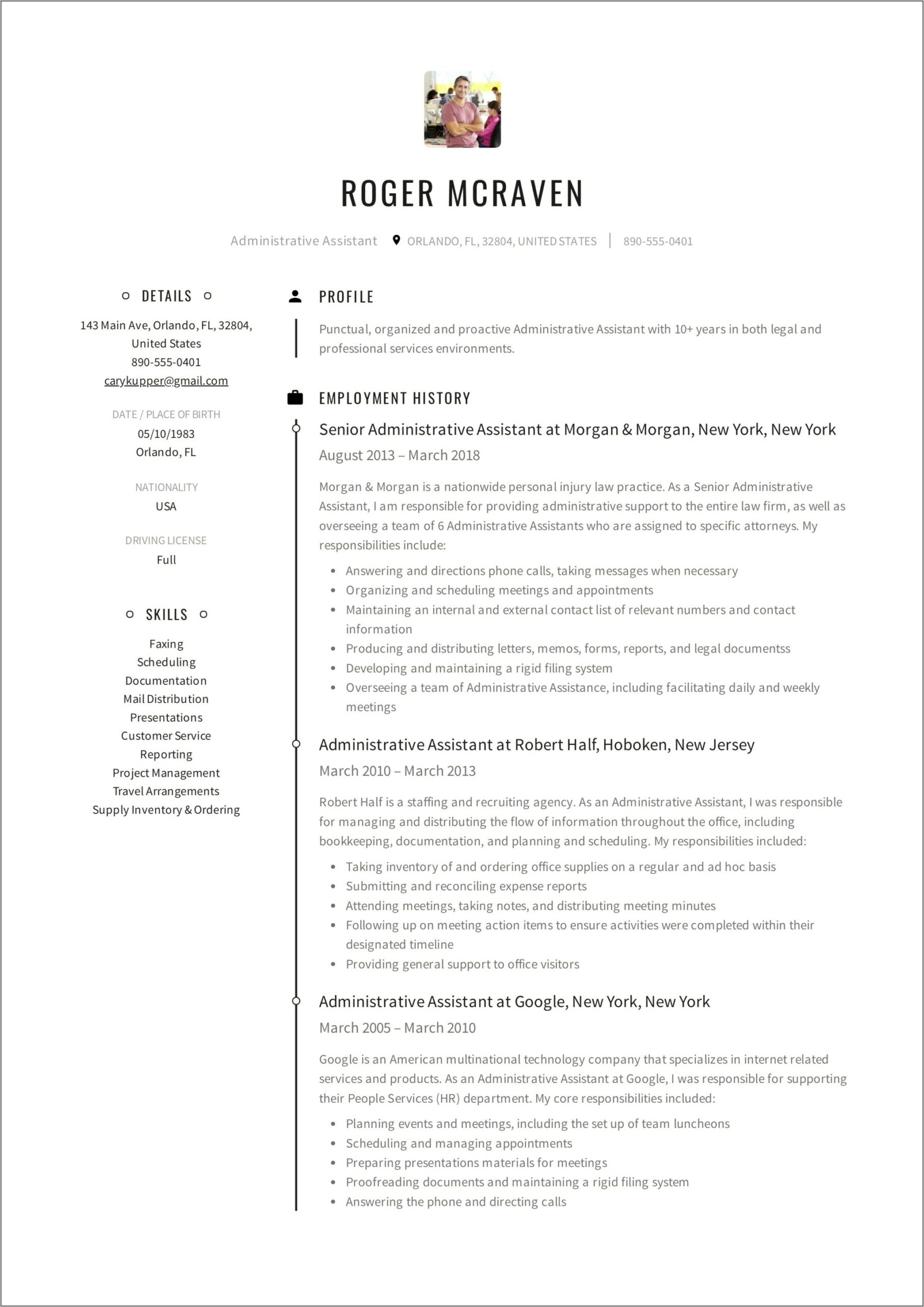Best Resume Office Assistant Template Free Word