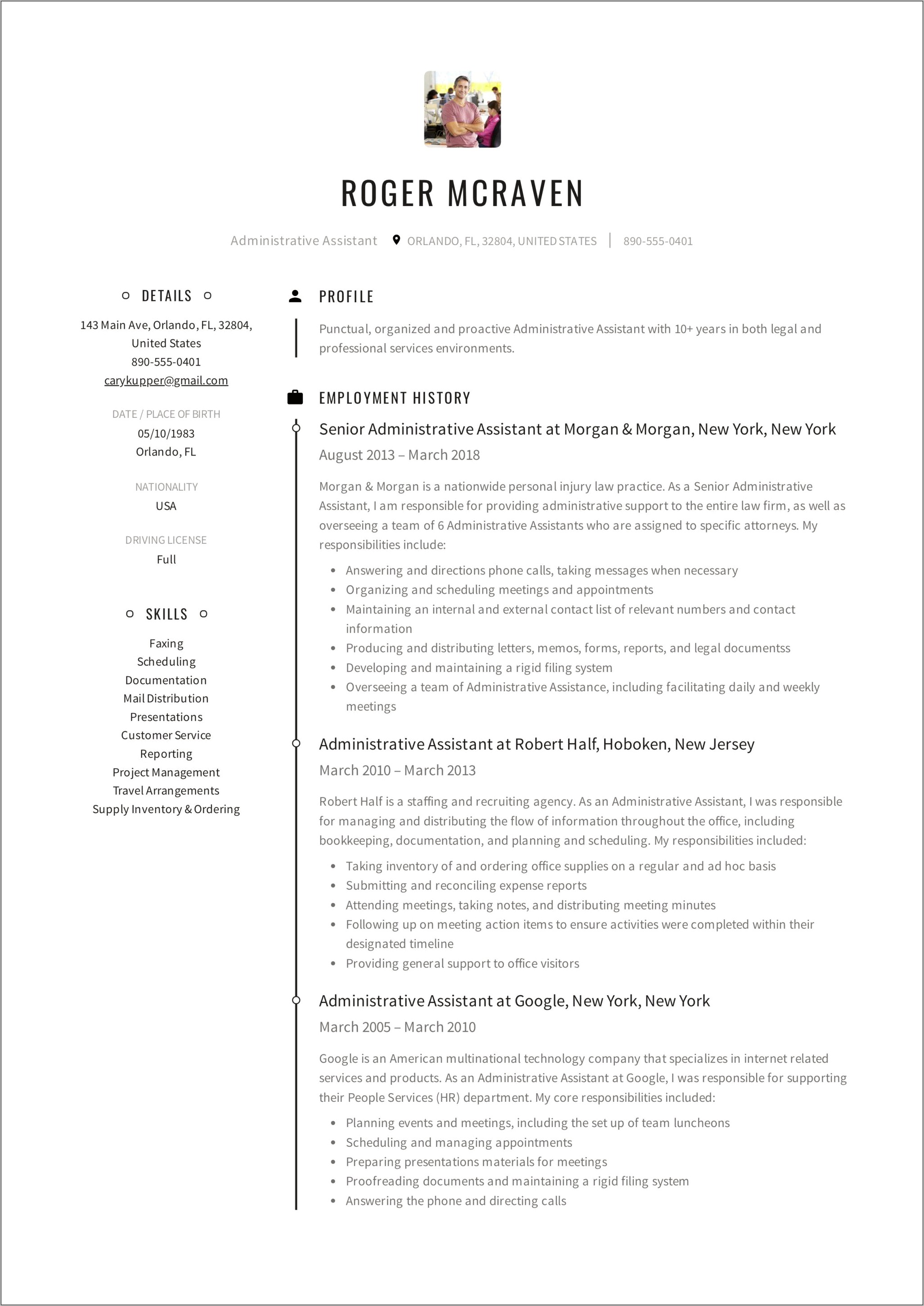 Best Resume Office Assistant Template Free Word
