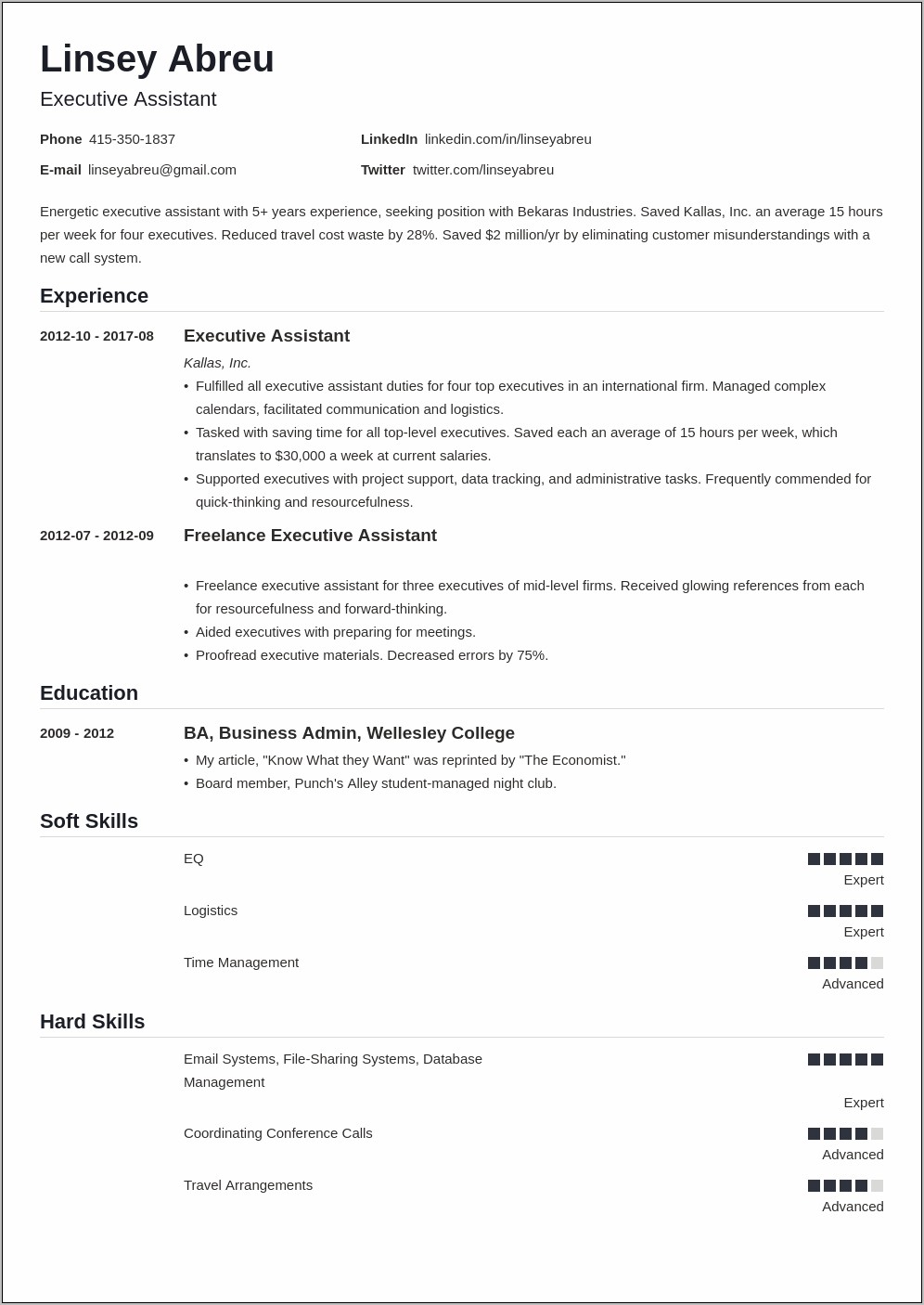 Best Resume Sample For Executive Assistant