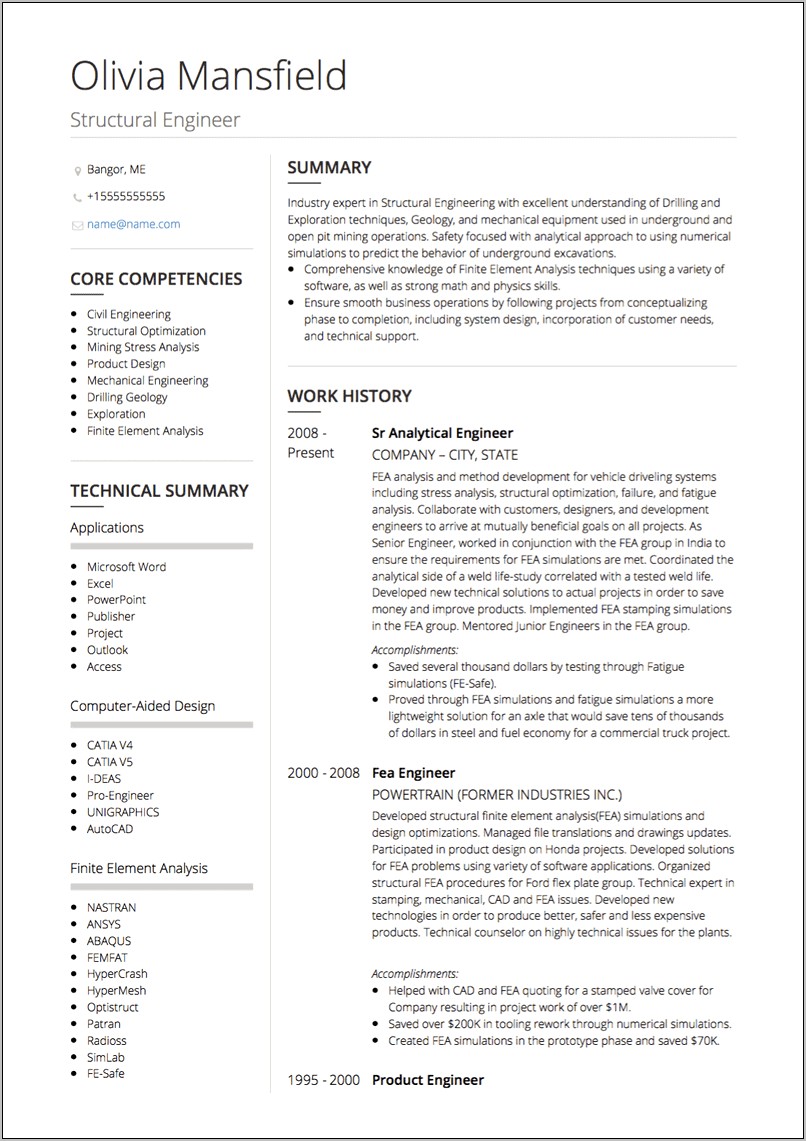 Best Resume Style For Structural Engineer