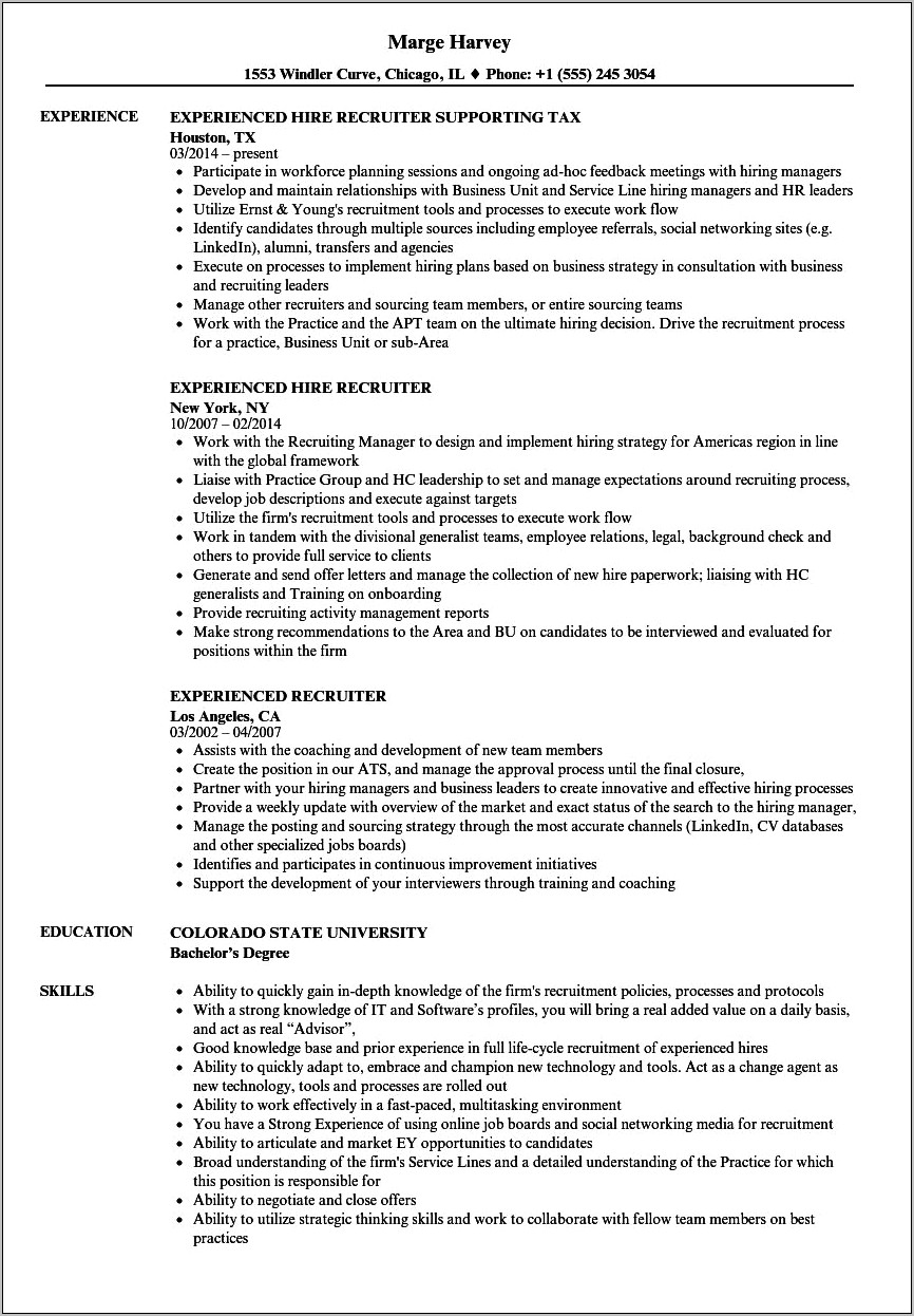 Best Resume Summary For Beginning Recruiter