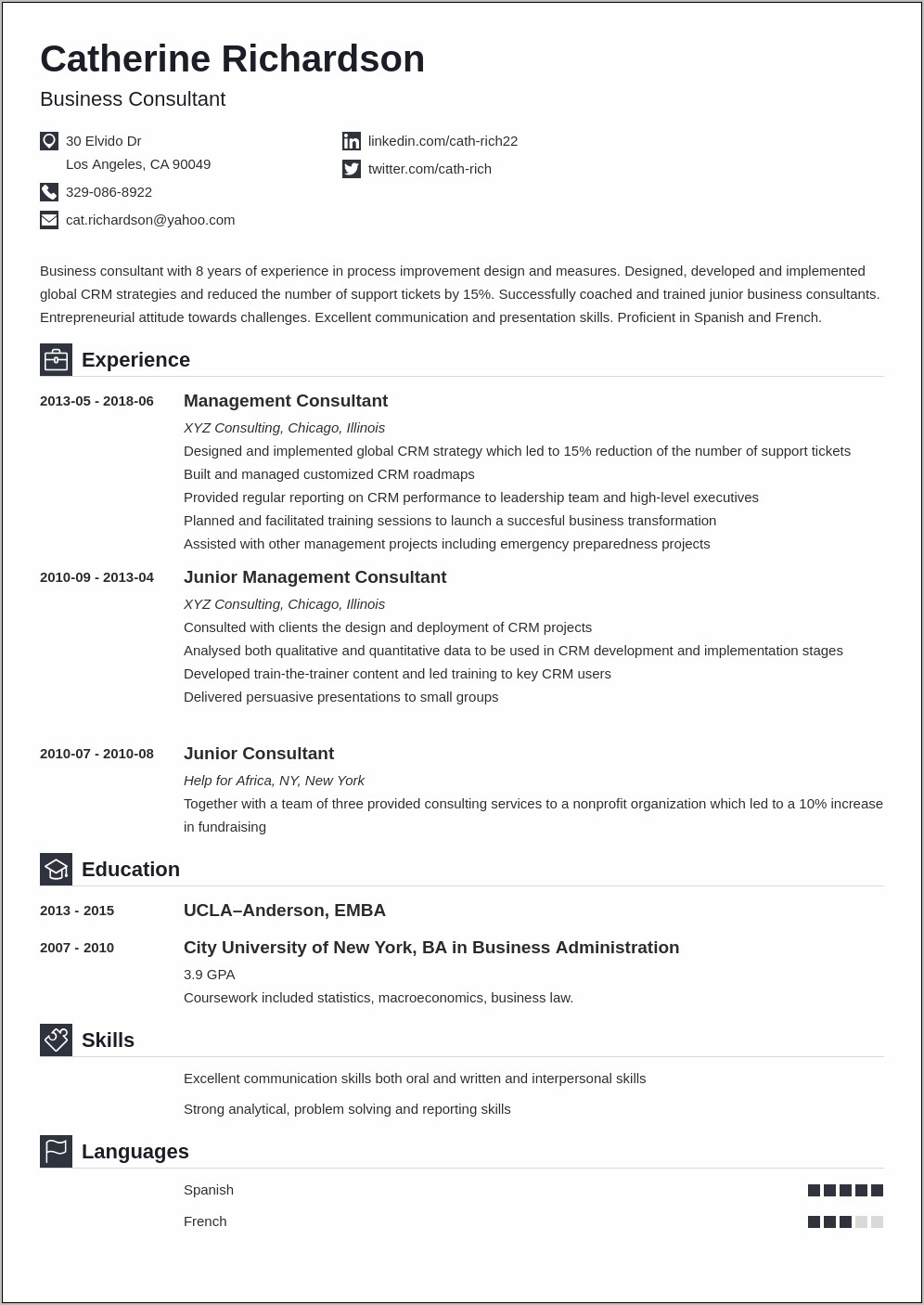 Best Resume Summary For Entry Level Consultants