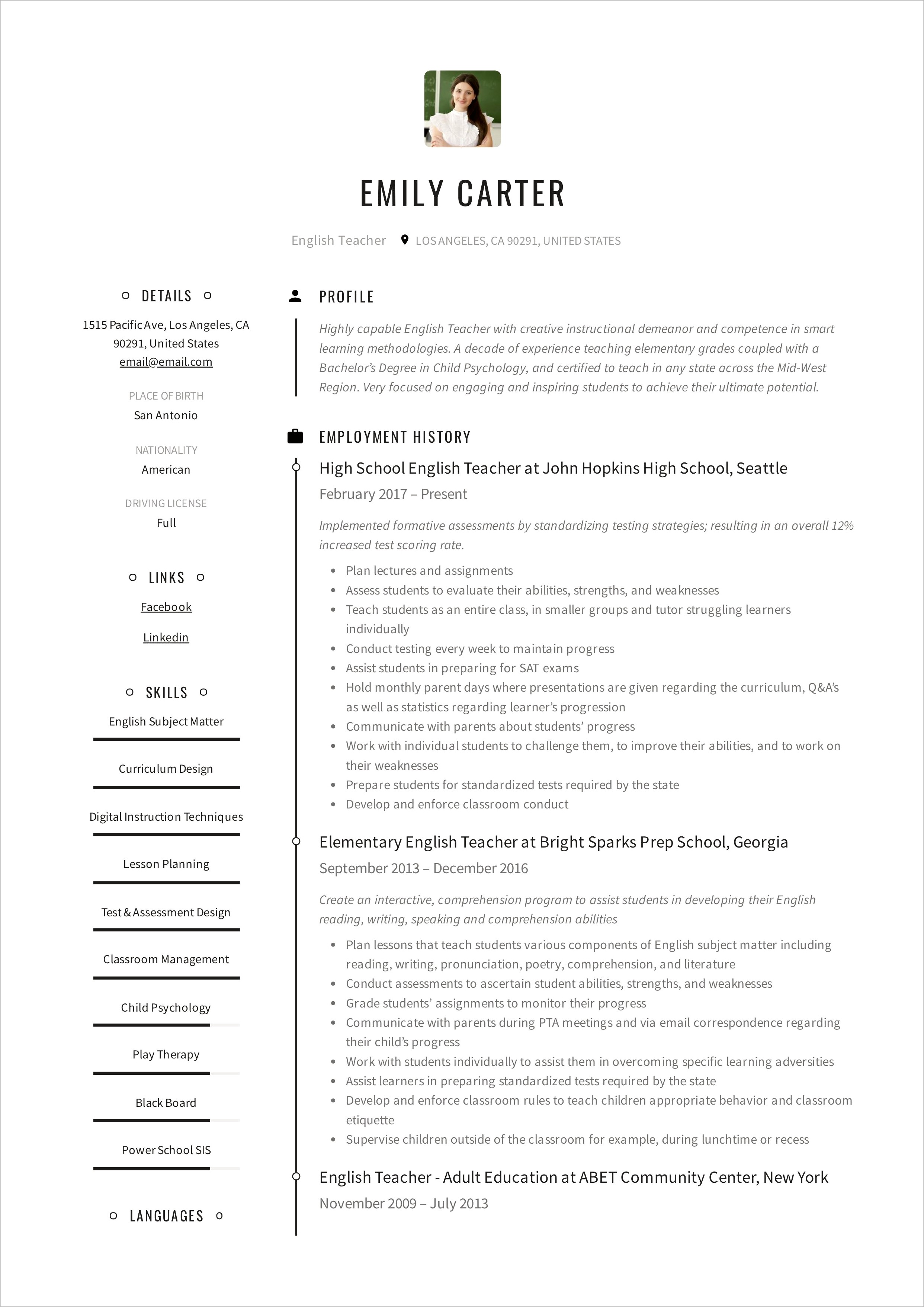 Best Resume Template 2016 Free Download