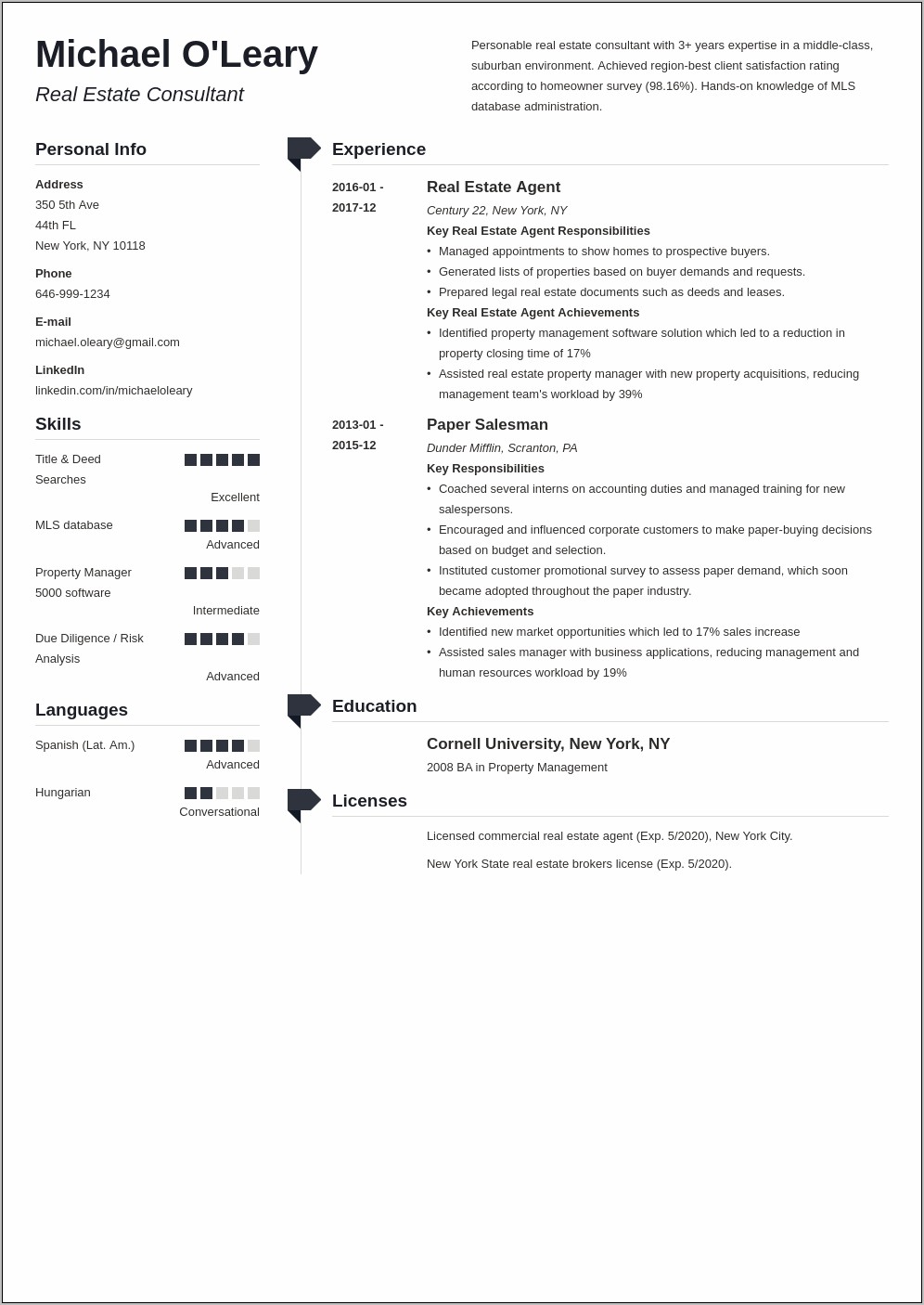 Best Resume Template For Real Estate Agent