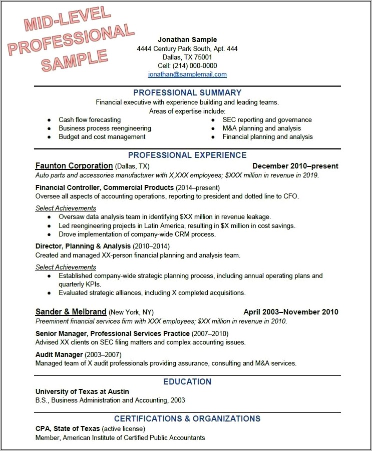 Best Resume Templates For Experienced