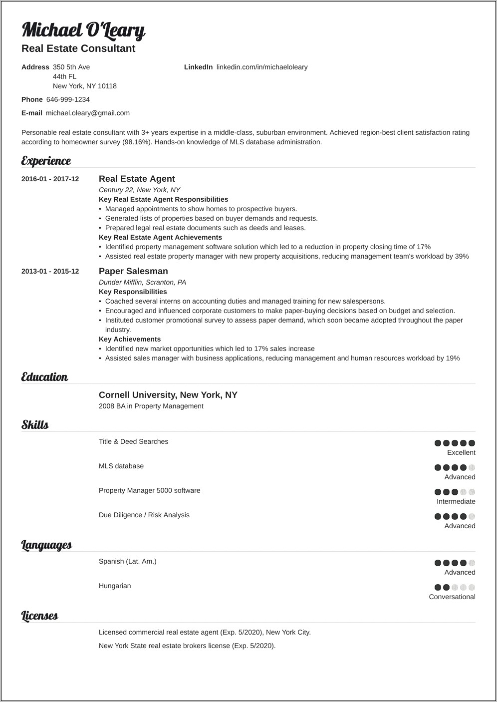 Best Resume Templates For Real Estate
