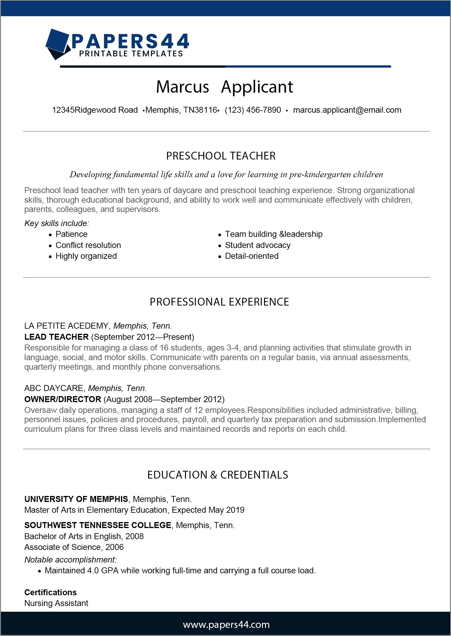 Best Resume Templates For Working With Kid