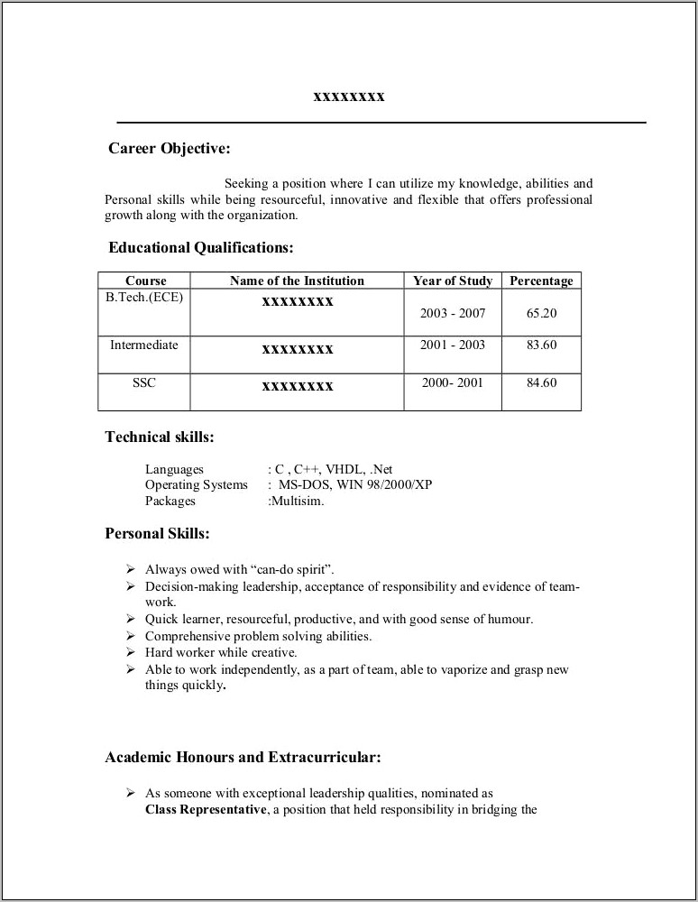 Best Resume Title For Mca Fresher