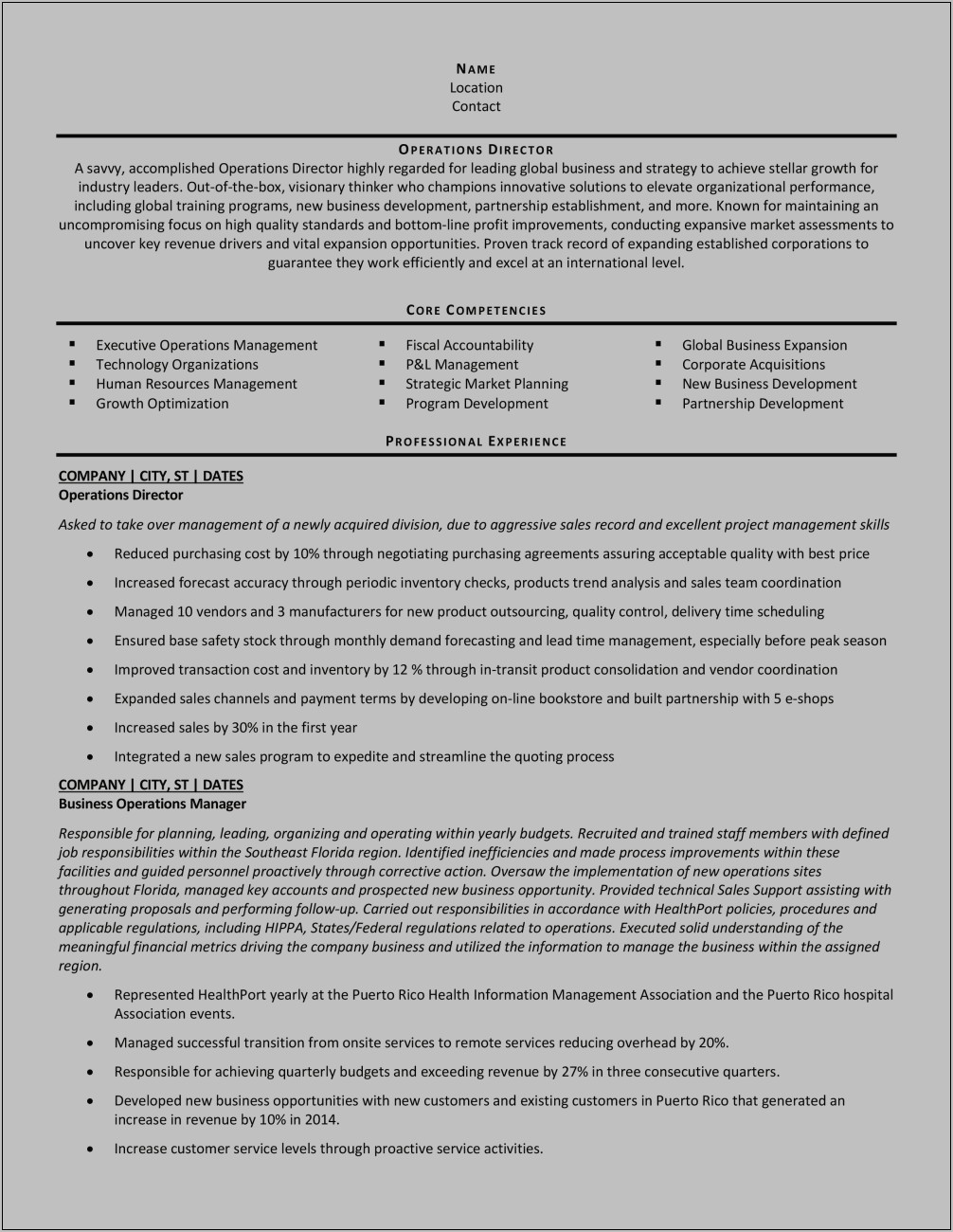 Best Resume Title For Operations Manager