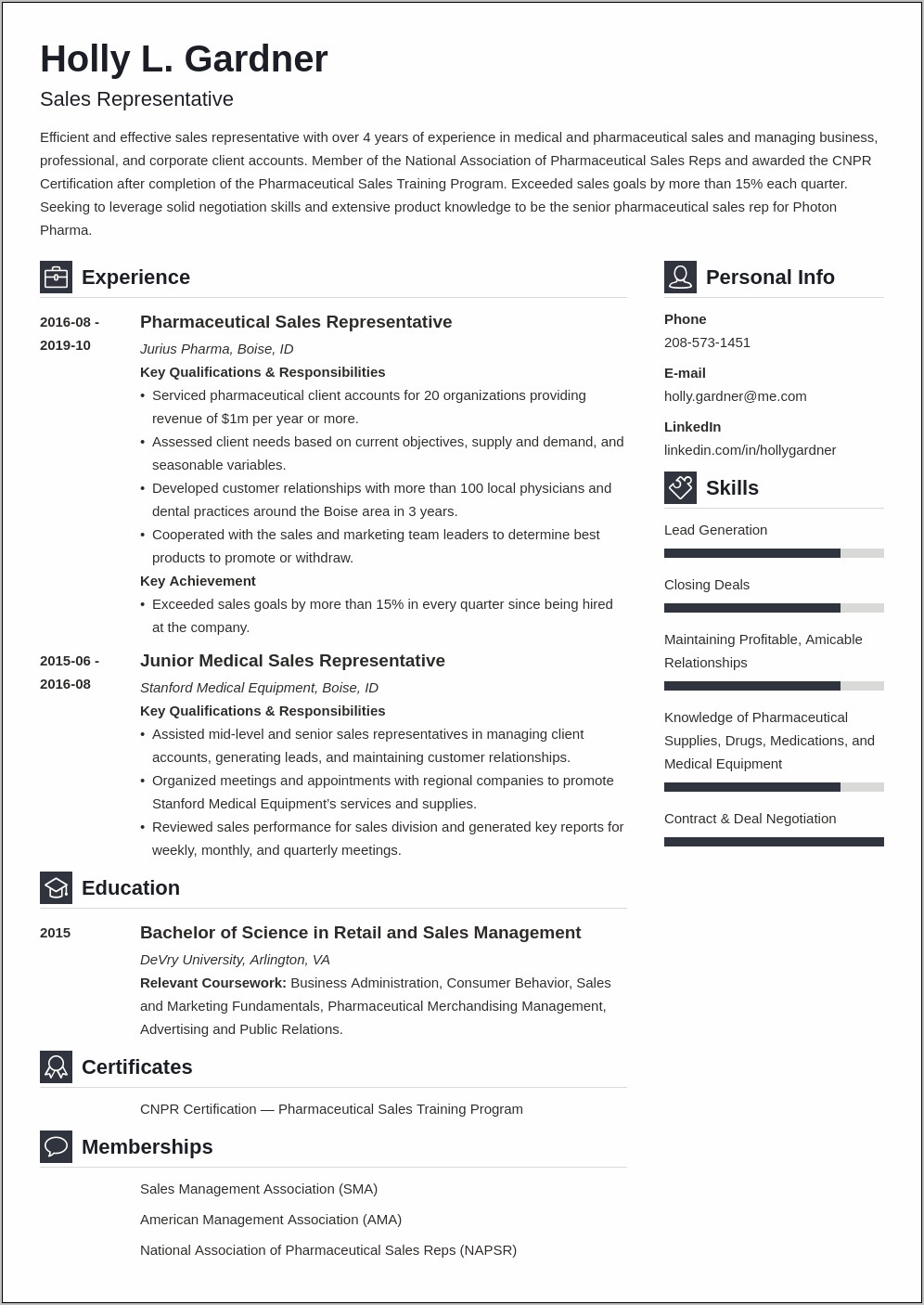 Best Resumes For A Job In Sales