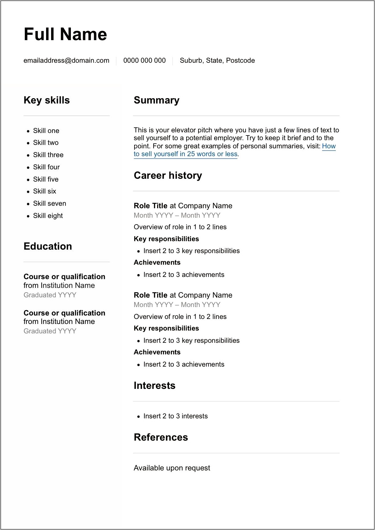Best Resumes Free Templates For Older Workers