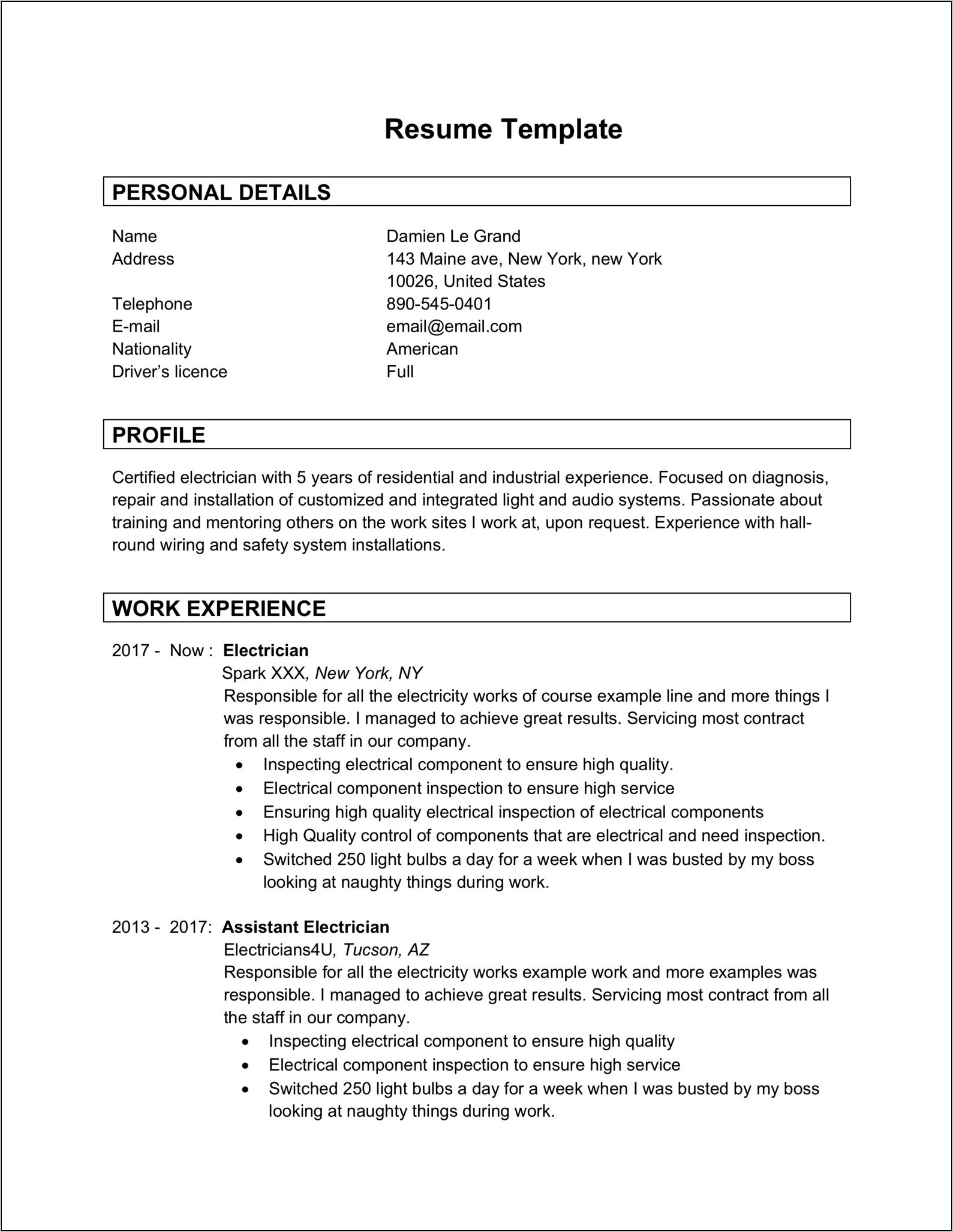 Best Simple Resume Format In Word