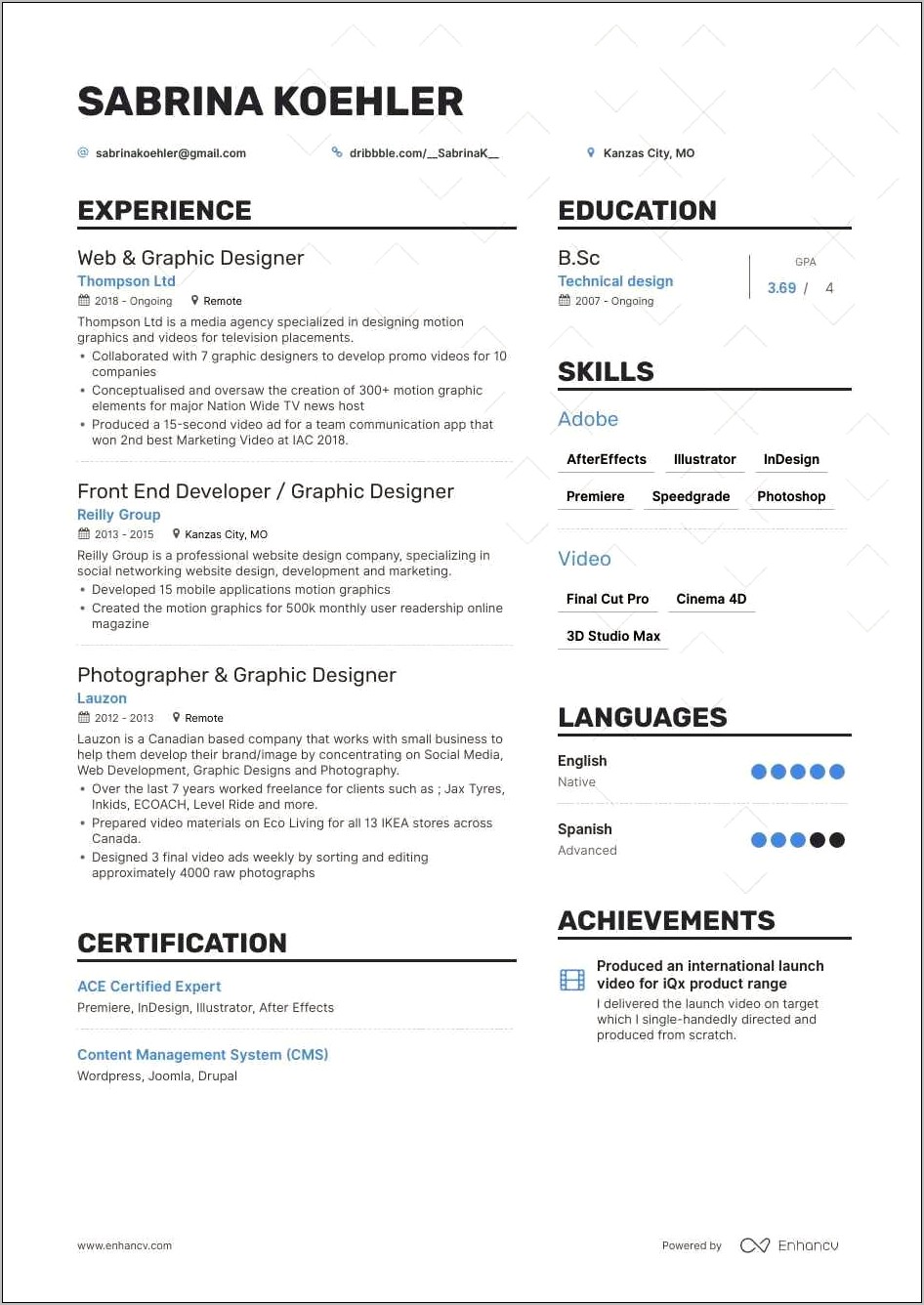 Best Summary For Resume Graphic Designer