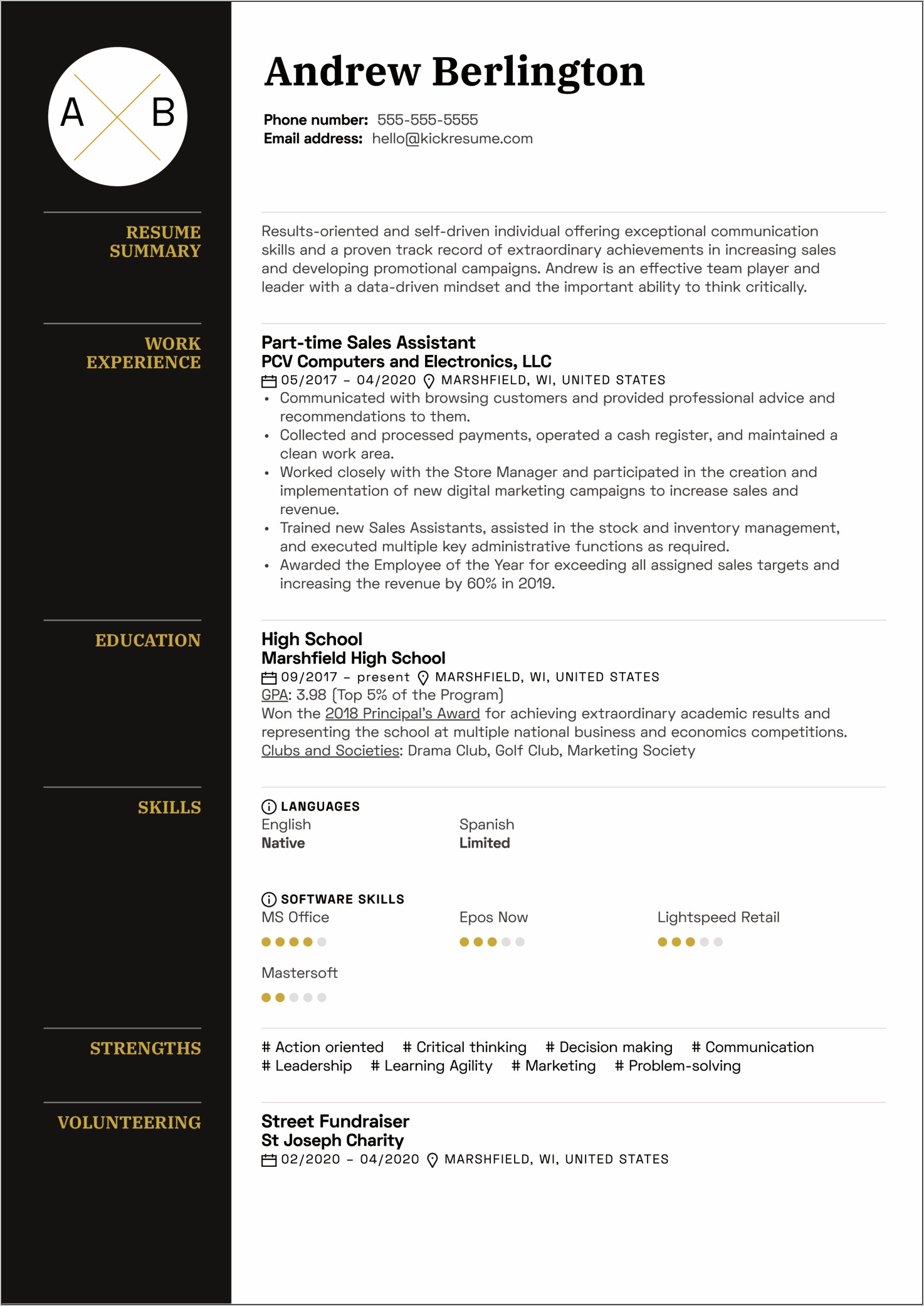 Best Summery For Young Person Resume