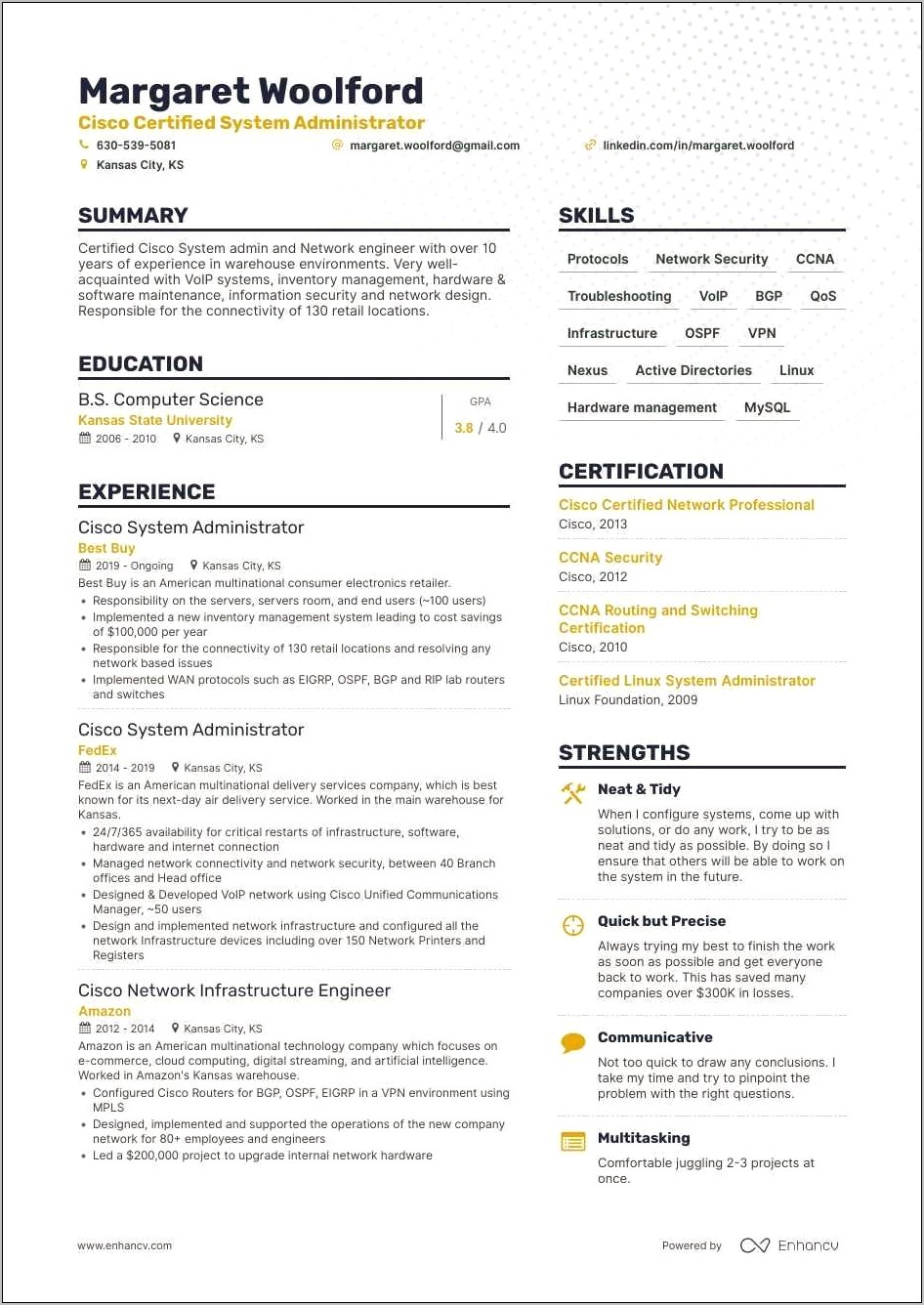 Best System Administrator Resume Examples