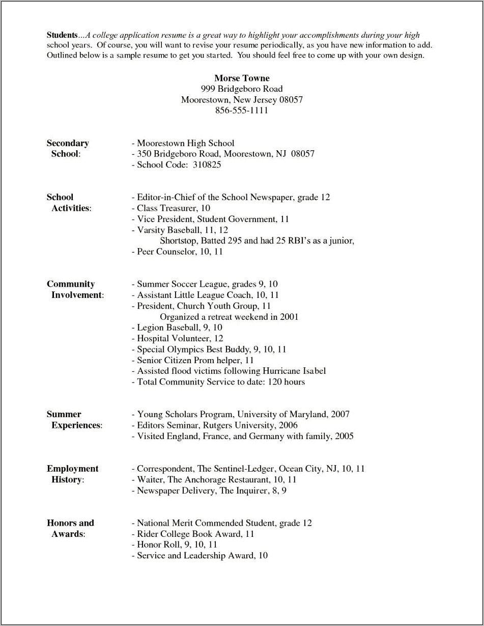 Best Type Of Resume For Highschool Students