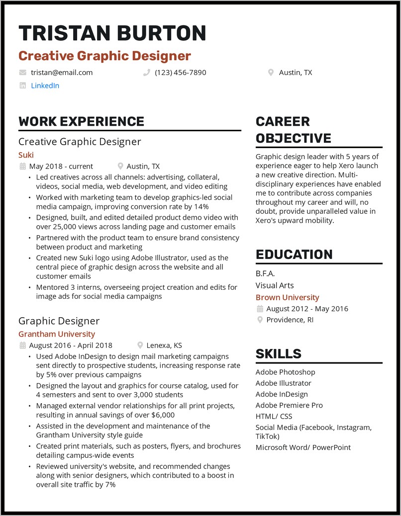Better Examples Of Resume For Graphic Designer