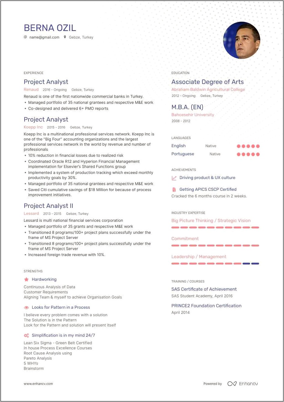 Big Data Project Manager Sample Resume
