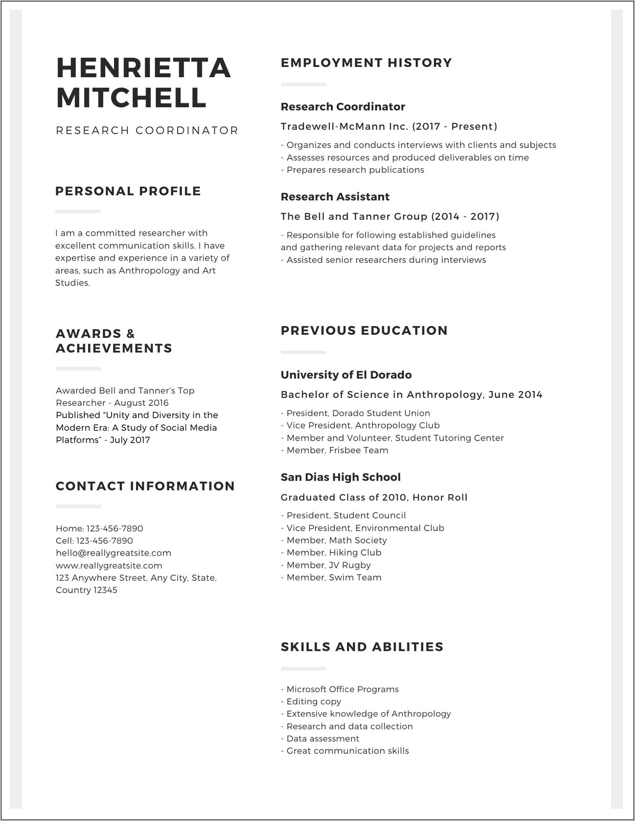 Black And Gold Resume Template With Photo