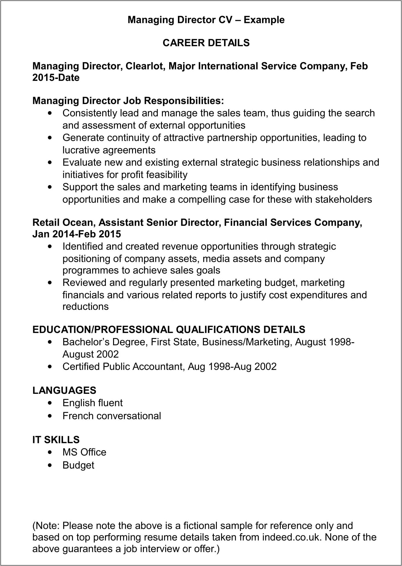 Board Member Job Description For Resume