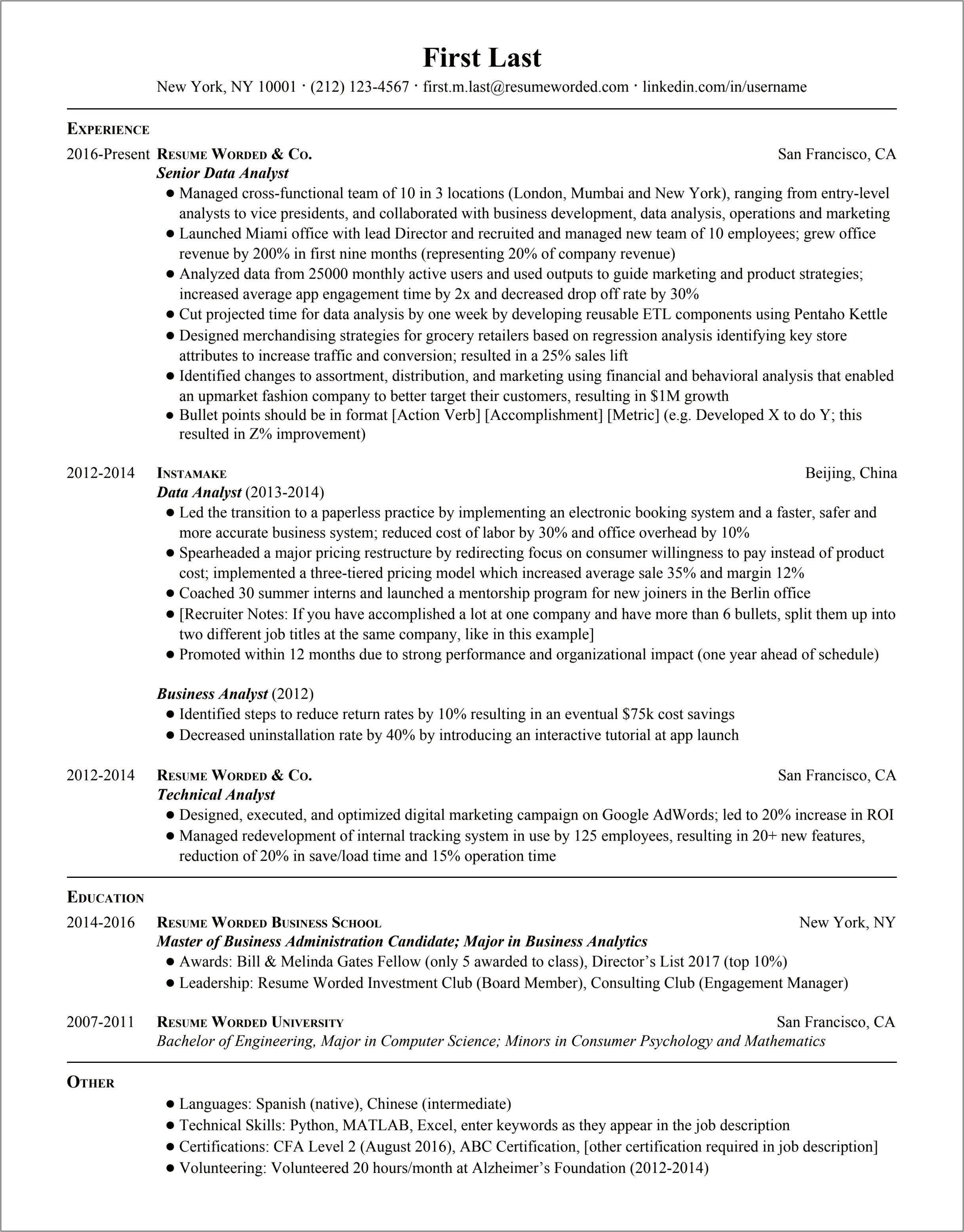Board Of Director Experience On Resume