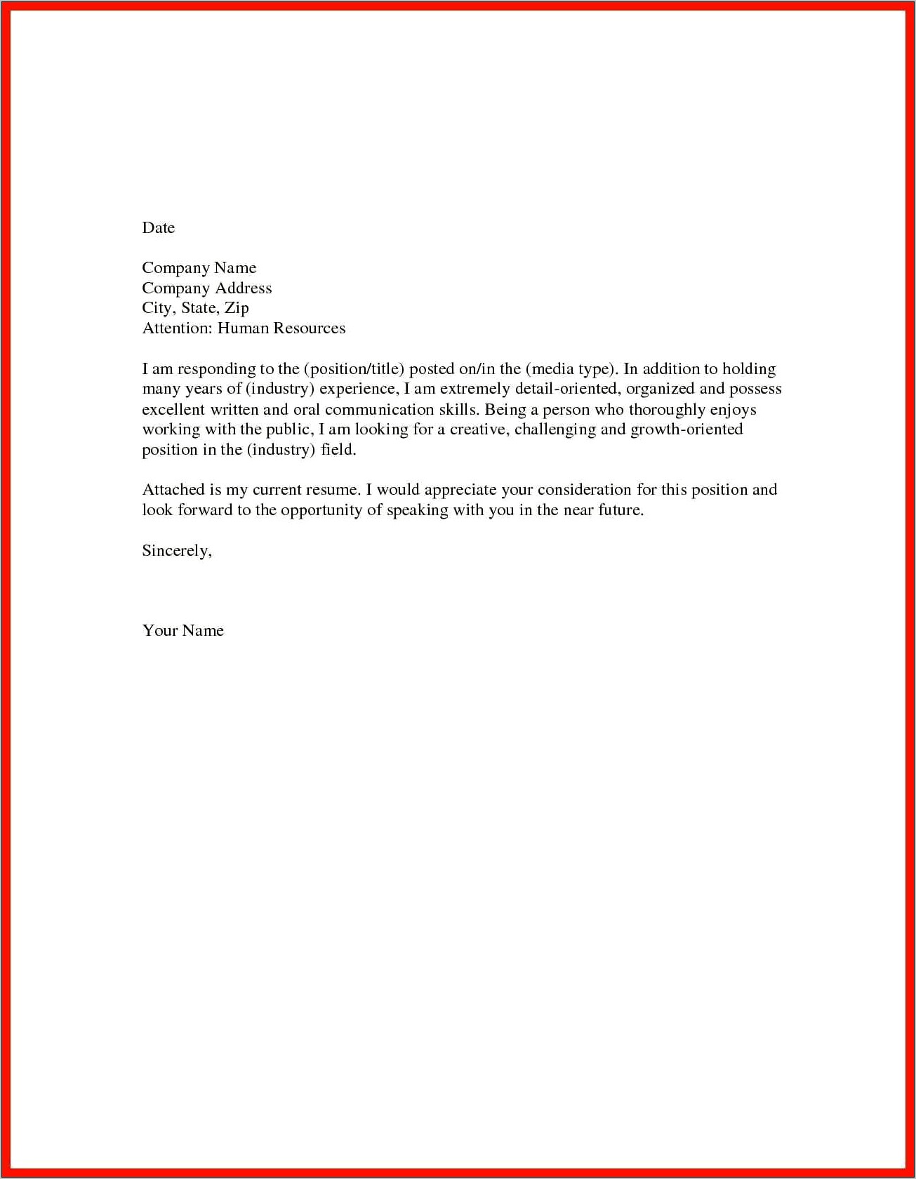 Brief Cover Letter Examples For Resume