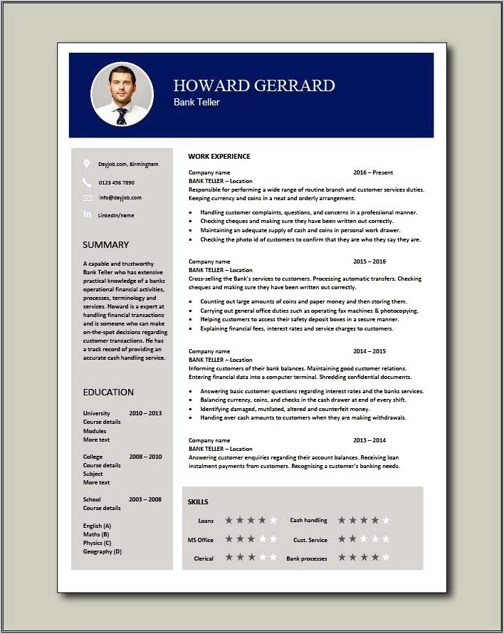Brief Summary Of Personal Banker Resume