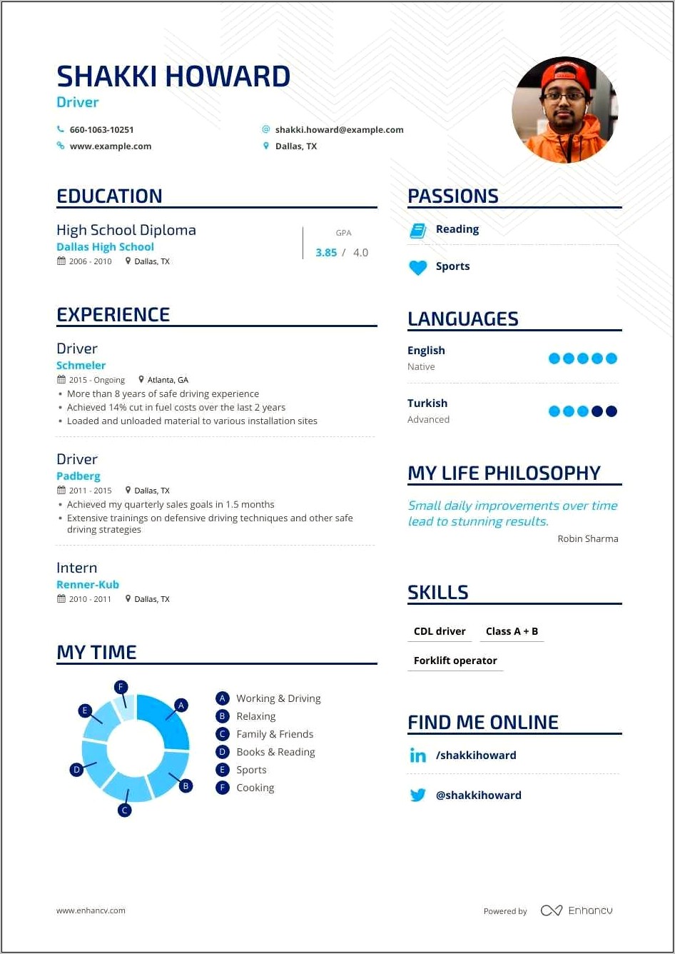 Bus Driver Resume With No Experience