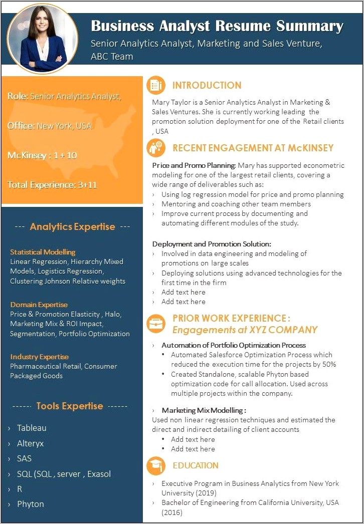 Business Analysi Resume Examples 2019