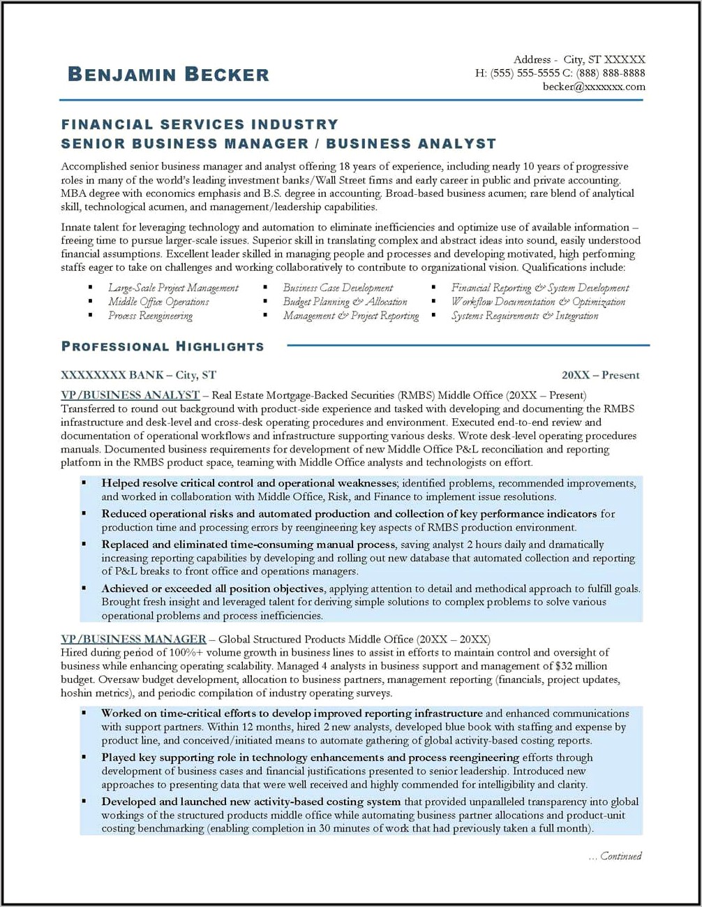Business Analyst Objective And Goals For Resume