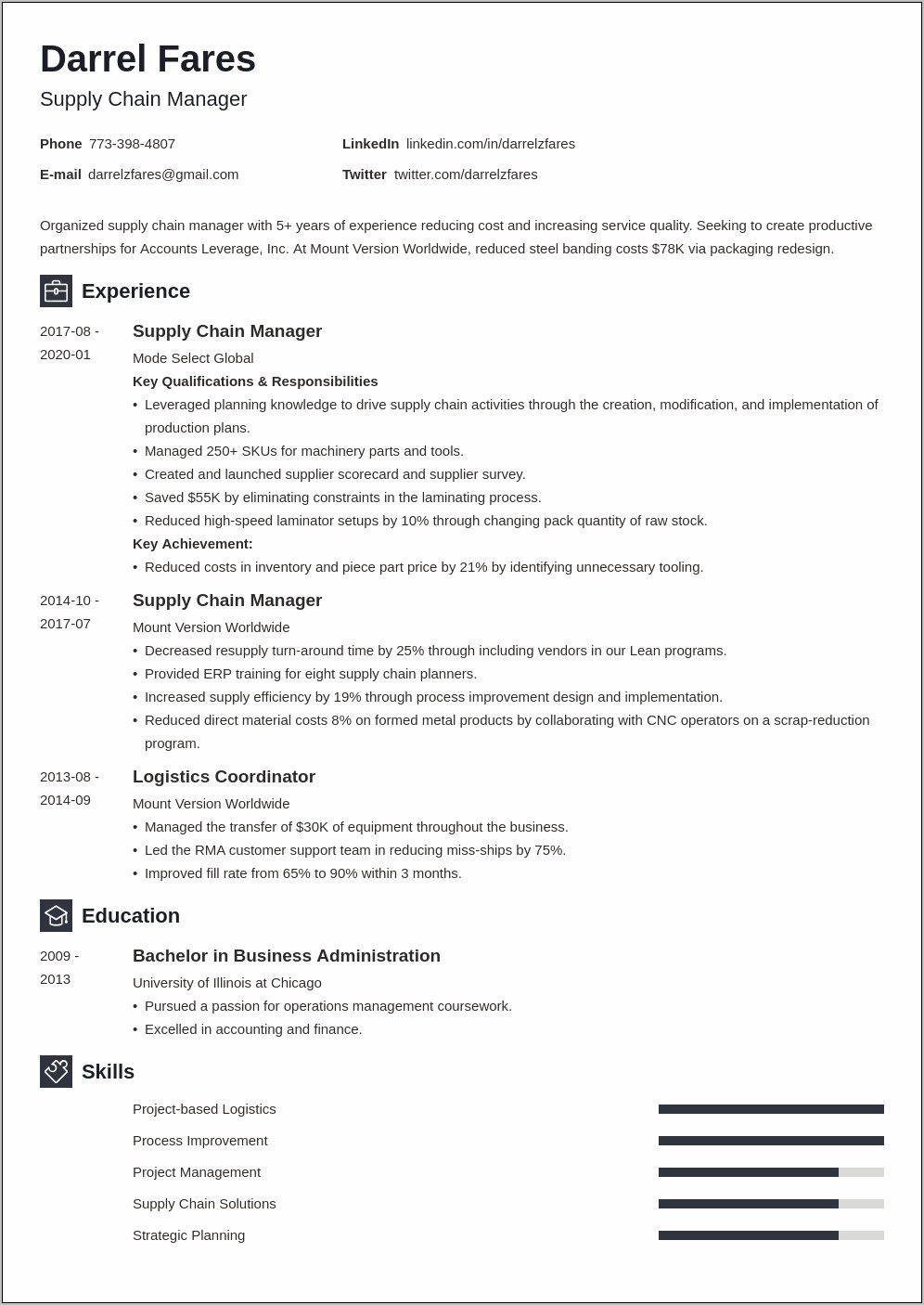 Business Analyst Resume With Supply Chain Management Experience