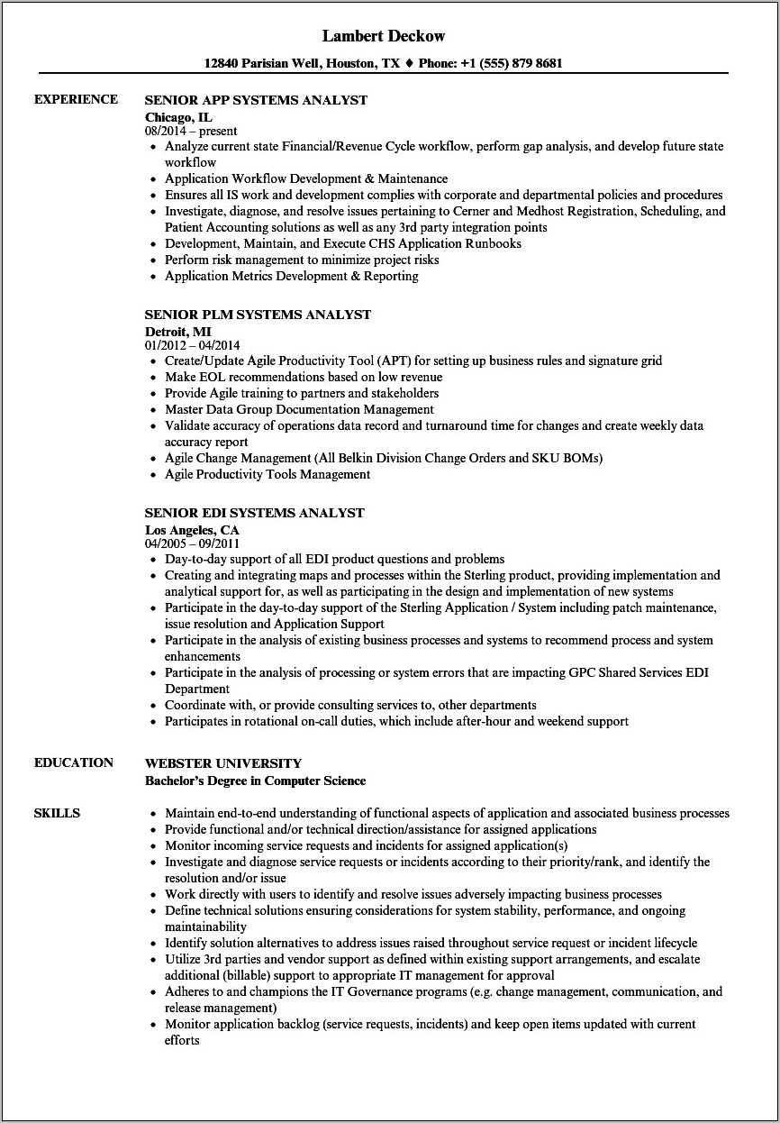 Business Analyst With Mita Resume Samples