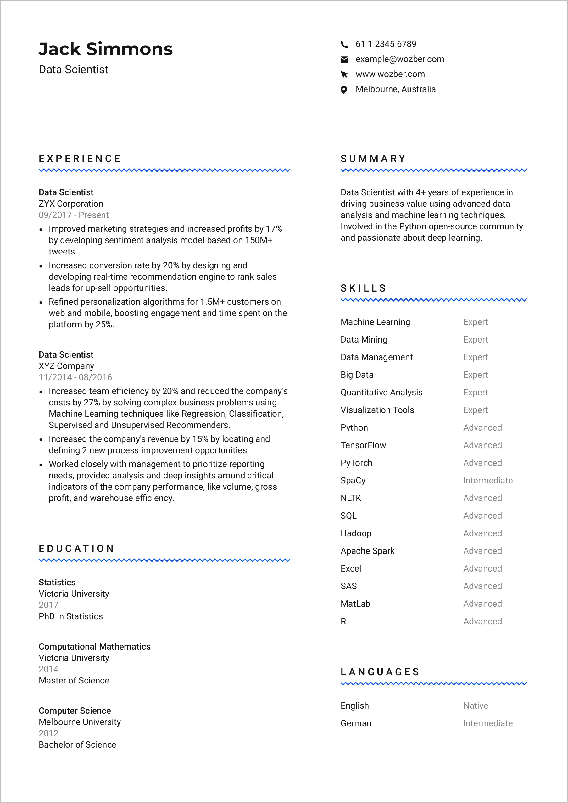 Business Card Resume Examples For Computer Science Major