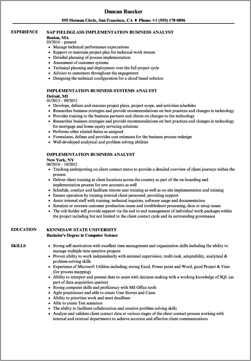 Business Computer Skills For Resume